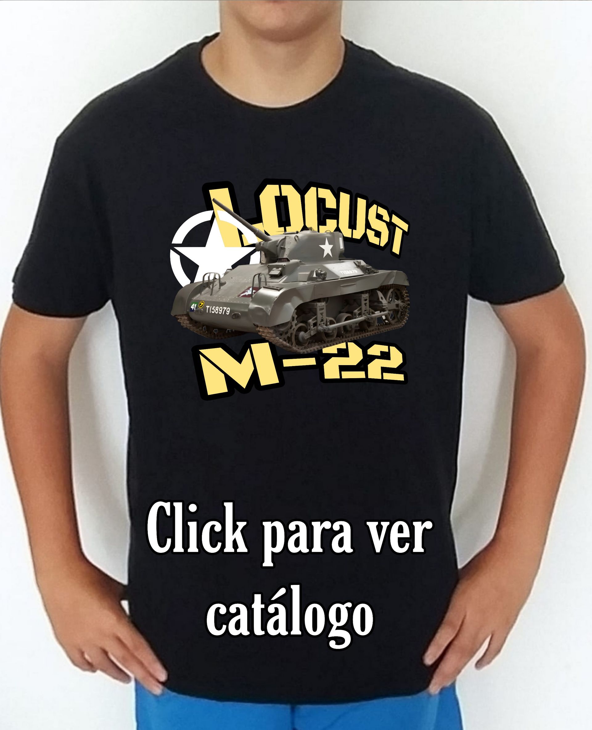 Colección camisetas carros de combate 2WW Usa M-22 Locust Camiseta/t-shirt/playera, del catálogo de CamisetasMilitares.com en la colección carros de combate 2WW USA M-22 Locust
