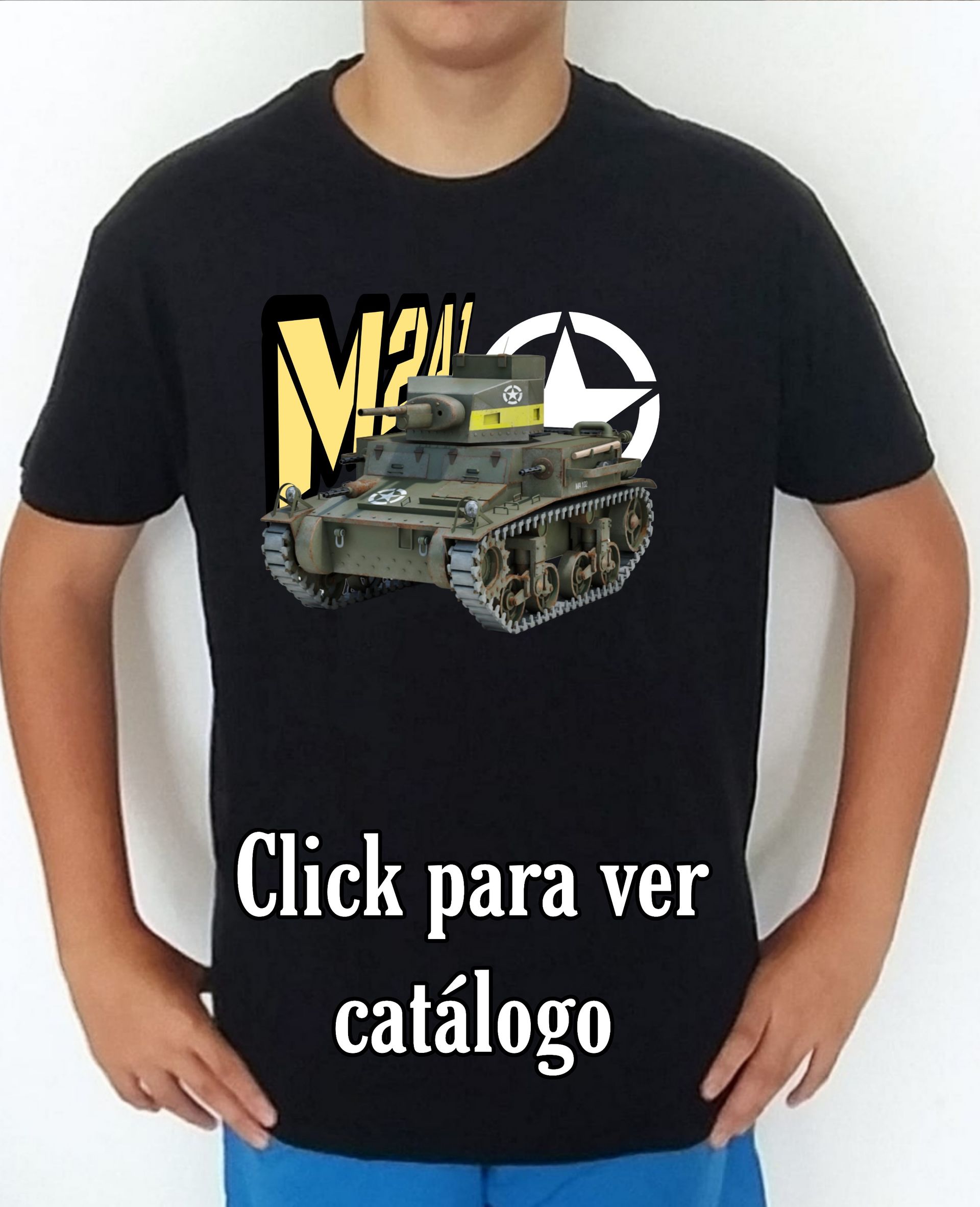 Colección camisetas carros de combate 2WW Usa M2-A4 Camiseta/t-shirt/playera, del catálogo de CamisetasMilitares.com en la colección carros de combate 2WW USA M2-A4