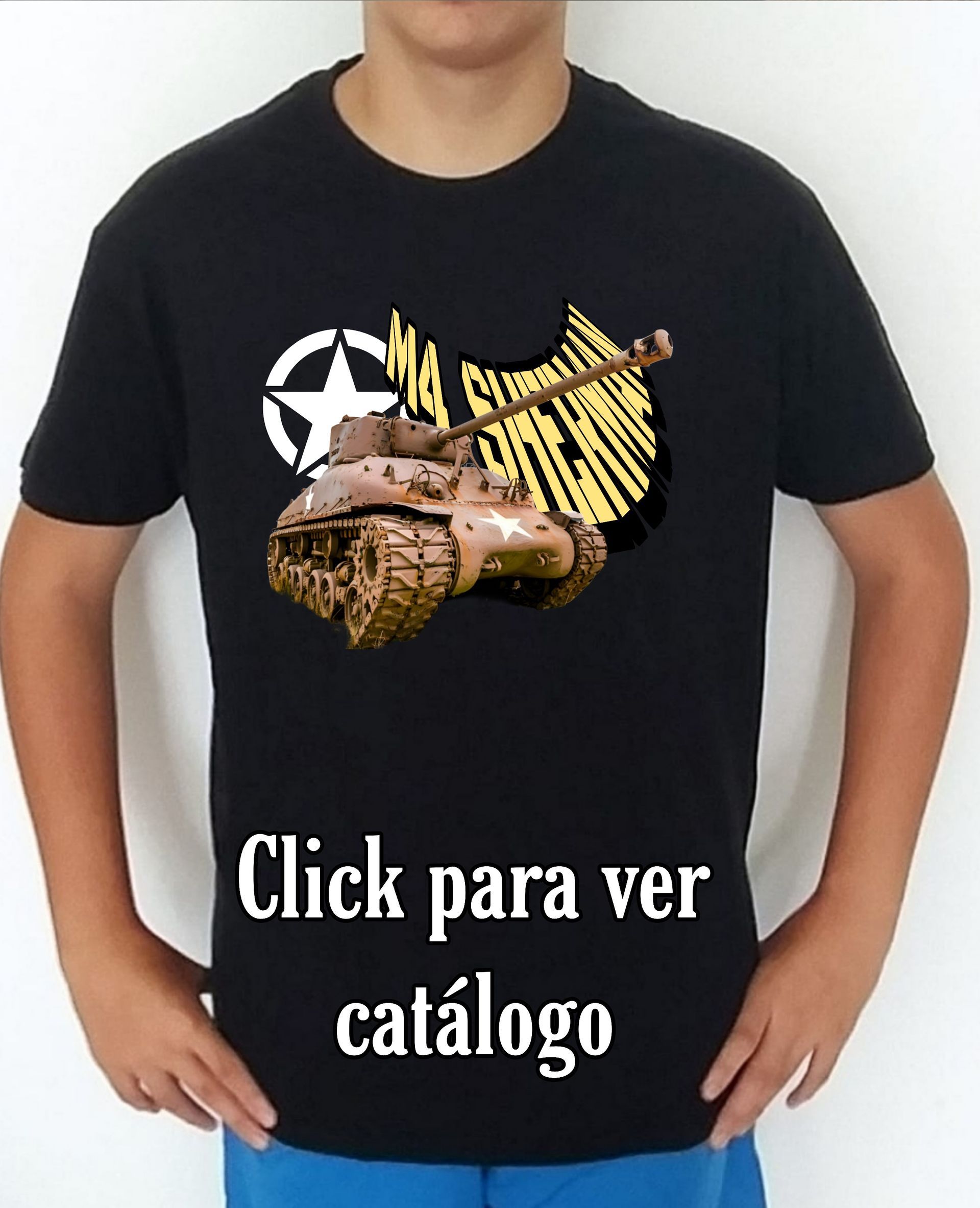 Colección camisetas carros de combate 2WW  Usa M-4 Sherman Camiseta/t-shirt/playera, del catálogo de CamisetasMilitares.com  en la colección carros de combate 2WW USA M-4 Sherman