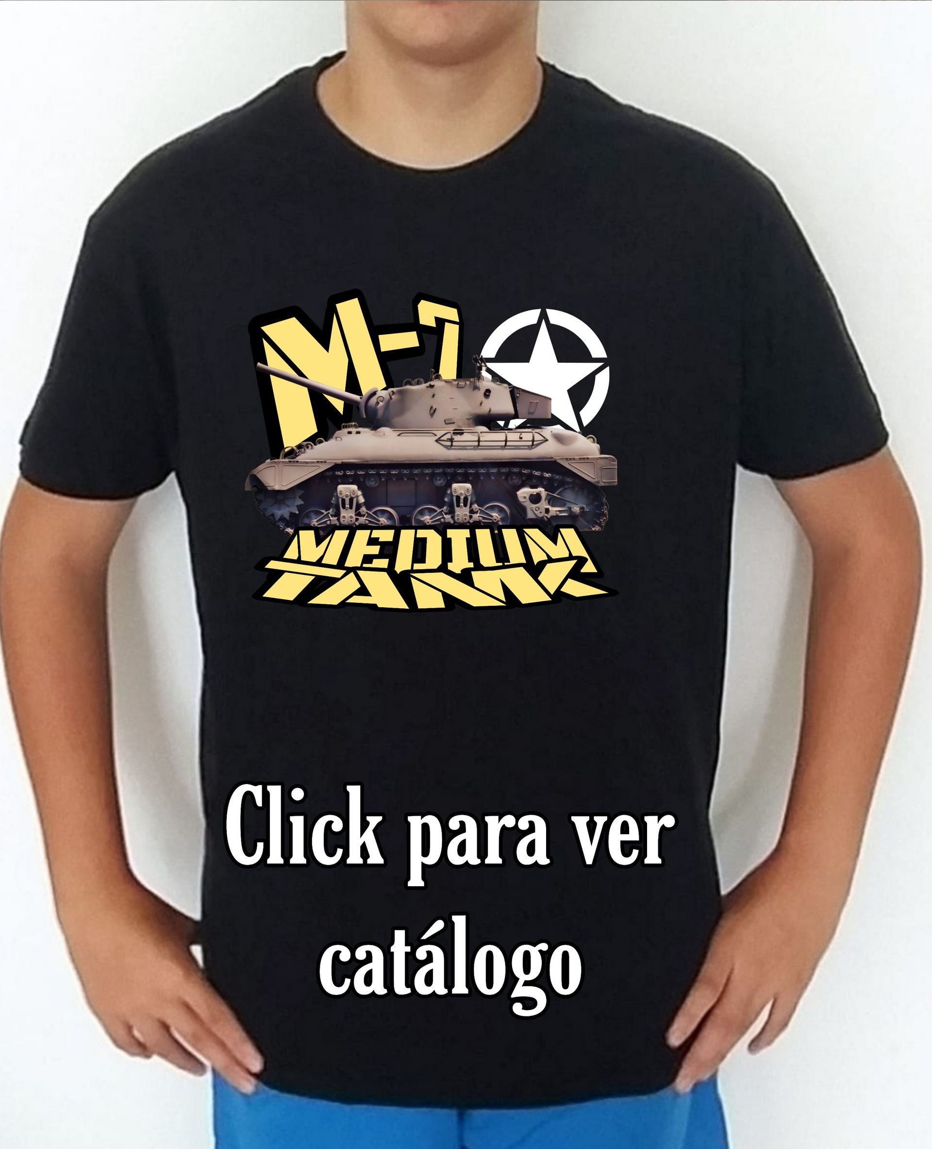 Colección camisetas carros de combate 2WW  Usa M-7 Medium Tank Camiseta/t-shirt/playera, del catálogo de CamisetasMilitares.com  en la colección carros de combate 2WW USA M-7 Medium Tank