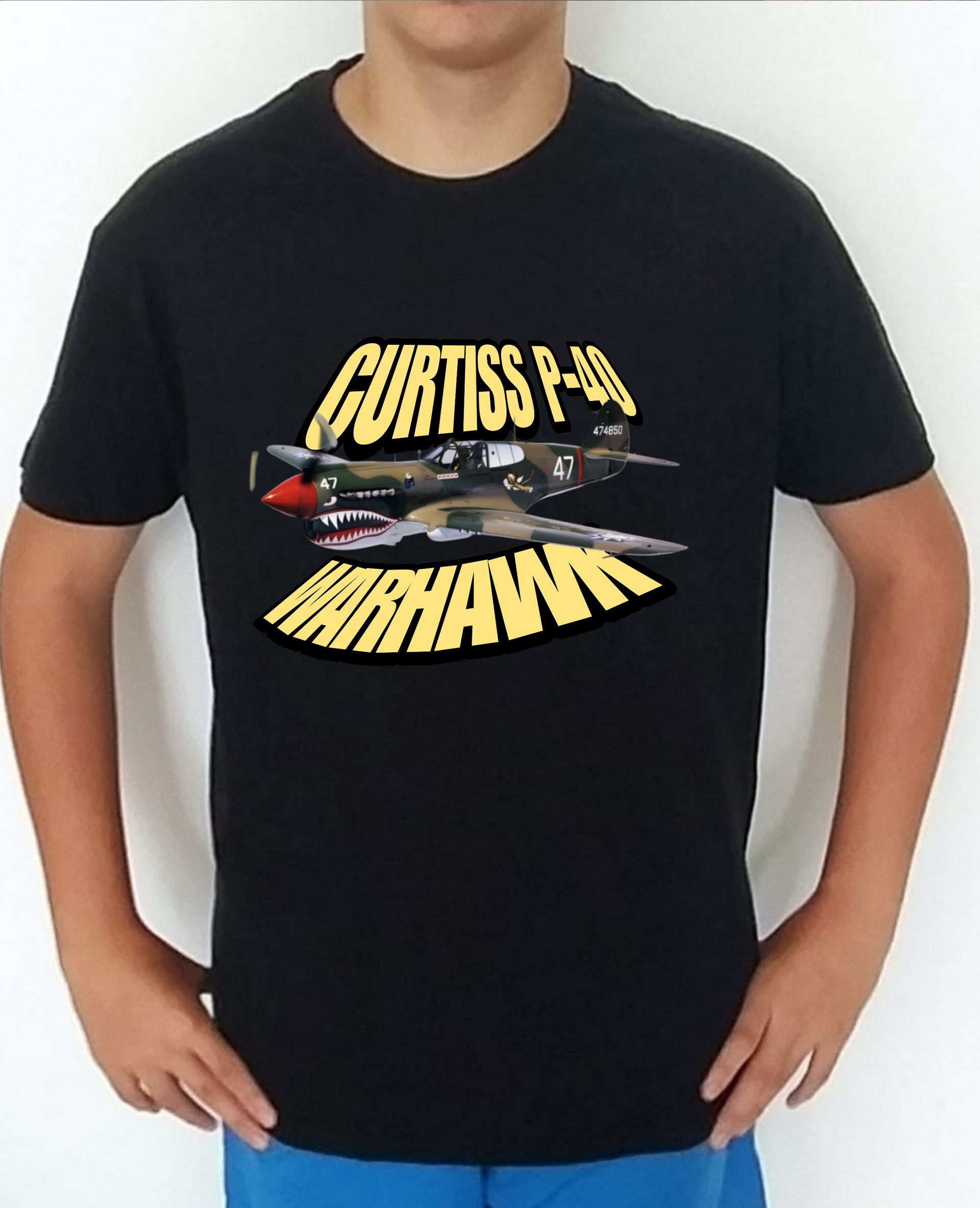 Camiseta aviones combate Usa Curtiss P-40 Warhawk nº3 Camiseta, t-shirt, playera, del catálogo de CamisetasMilitares.com  en la colección aviones de combate 2 W.W. de USA Curtiss P-40 Warhawk