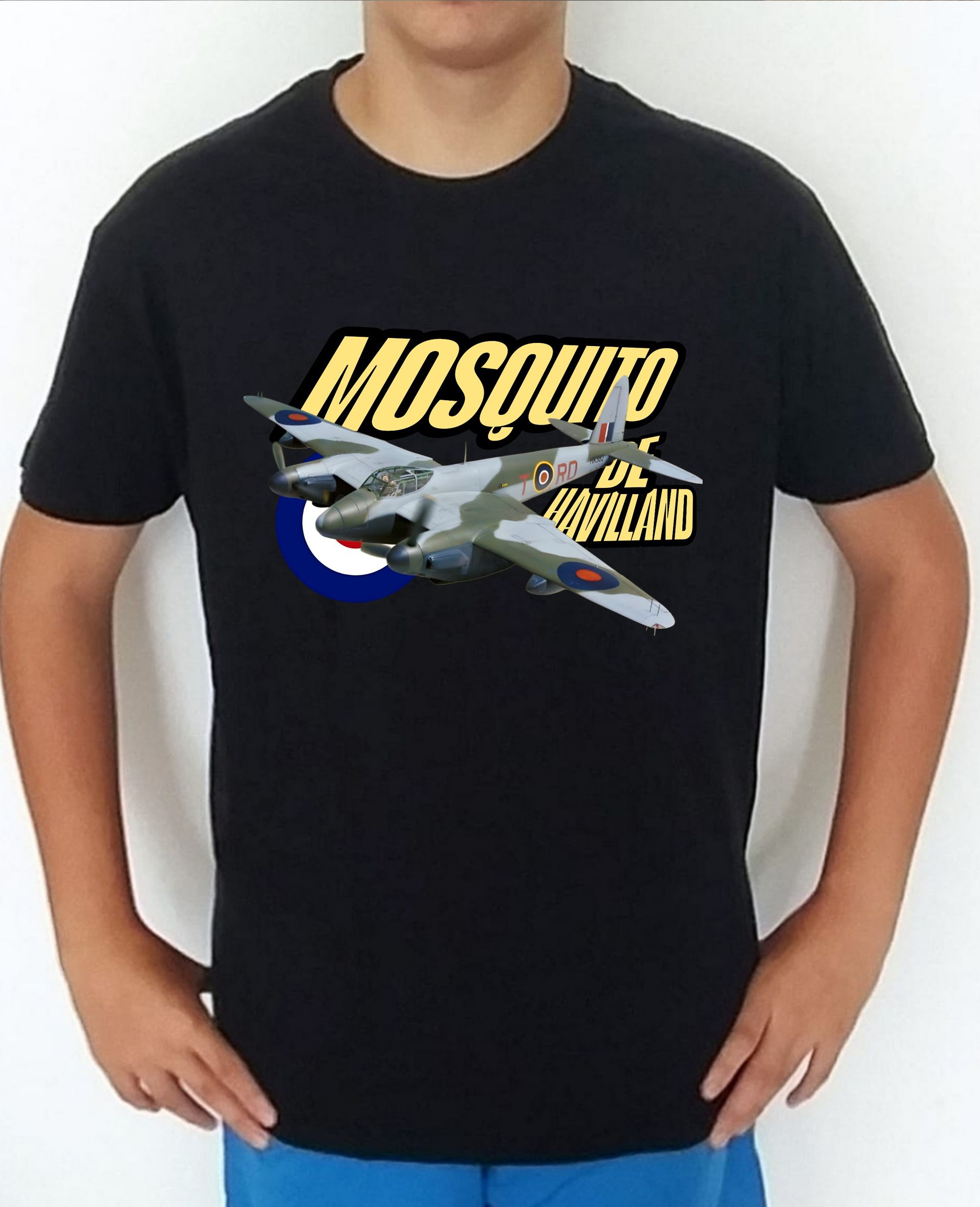 Camiseta aviones combate 2WW UK De Havilland Mosquito nº1 Camiseta, t-shirt, playera, del catálogo de CamisetasMilitares.com en la colección aviones de combate 2 W.W. de UK Inglaterra De Havilland Mosquito