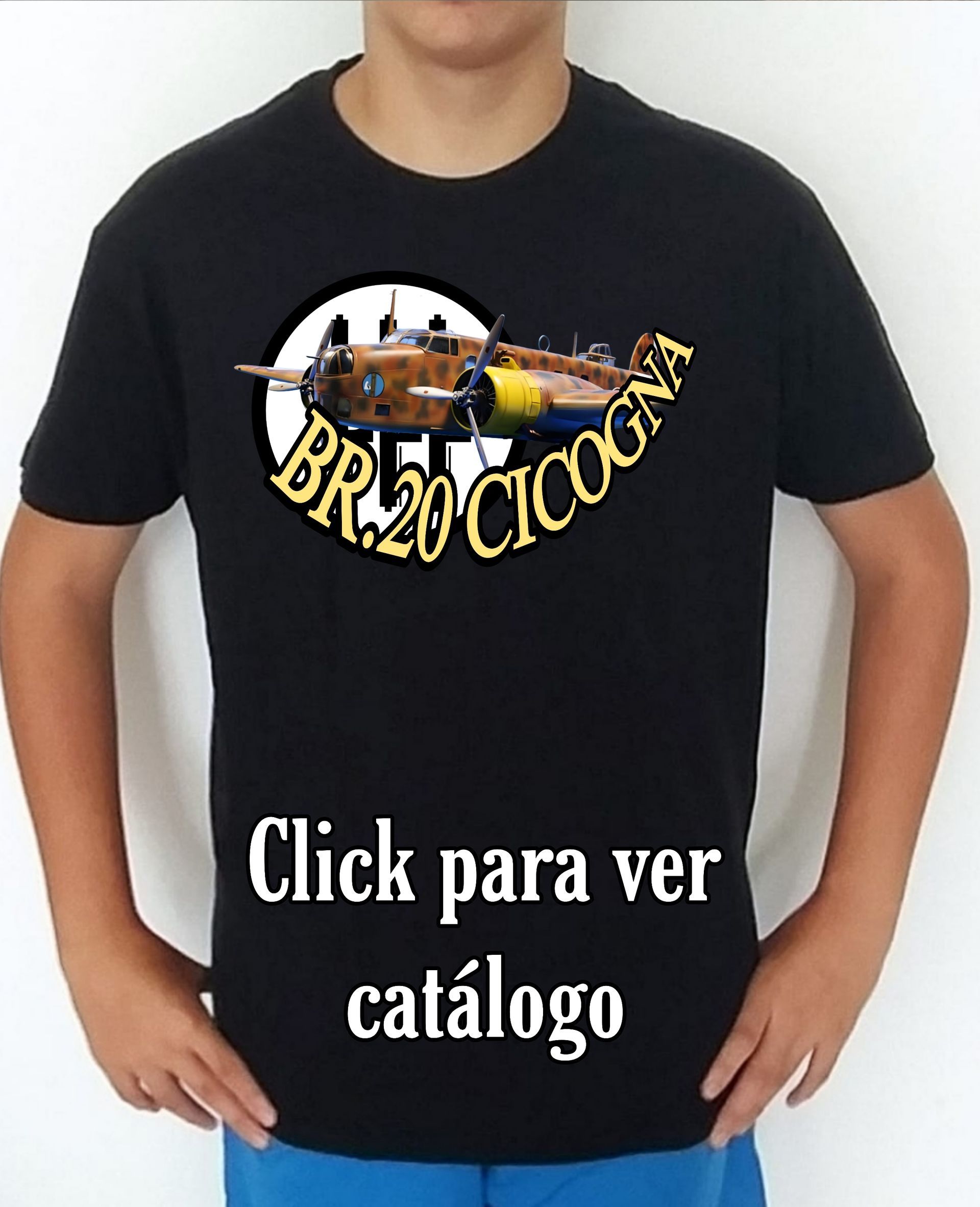 Colección camisetas aviones de combate 2WW Italia FIAT BR-20 Cicogna Camiseta/t-shirt/playera, del catálogo de CamisetasMilitares.com en la colección aviones de combate 2WW Italia FIAT BR-20 Cicogna