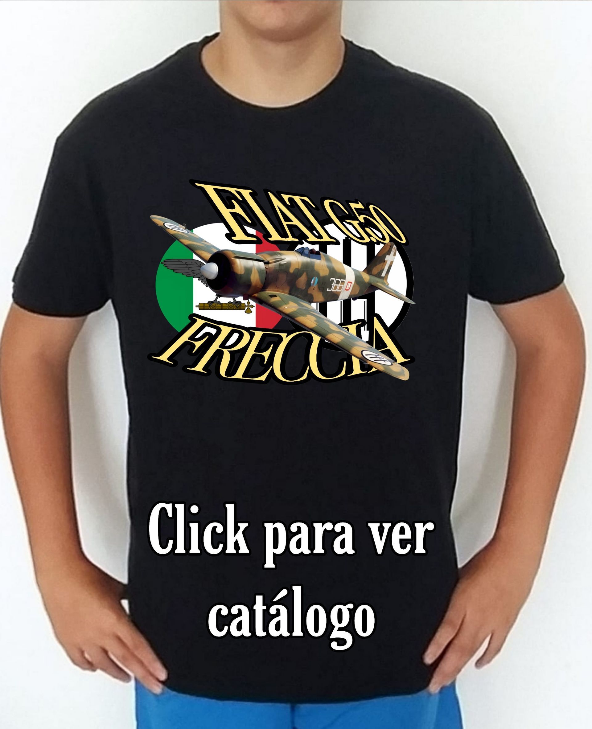 Colección camisetas aviones de combate 2WW Italia Fiat G.50 Freccia Camiseta/t-shirt/playera, del catálogo de CamisetasMilitares.com  en la colección aviones de combate 2WW Italia Fiat G.50 Freccia