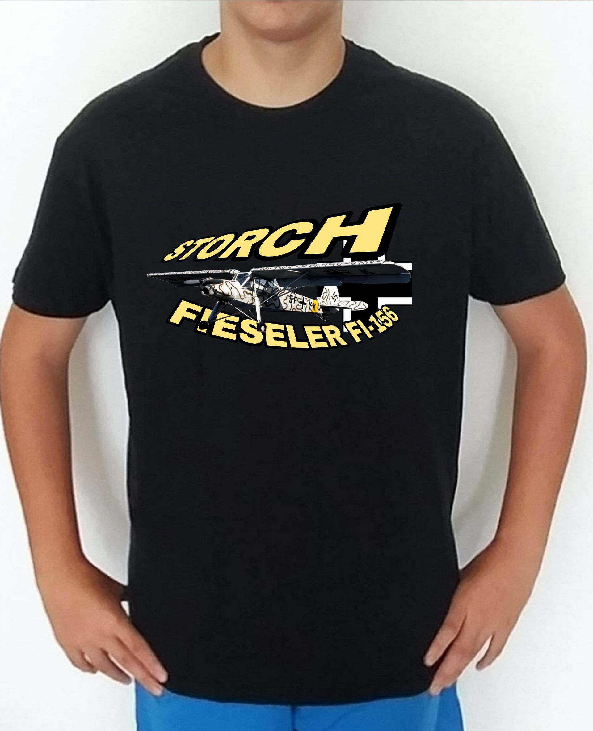 Camiseta aviones combate 2WW Fieseler FI-156 Storch nº4 Camiseta, t-shirt, playera, del catálogo de CamisetasMilitares.com en la colección aviones de combate 2 W.W. de Alemania Fieseler FI-156 Storch