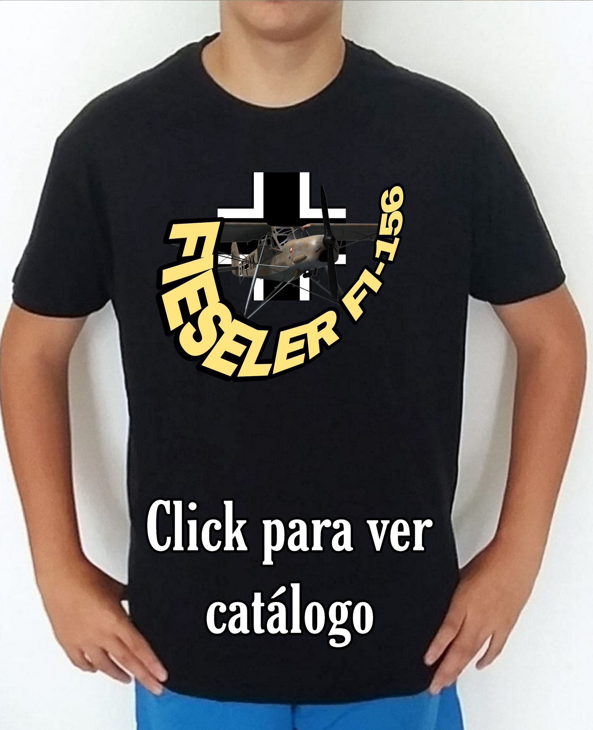 Colección camisetas aviones de combate 2WW Alemania Fieseler FI-156 Storch Camiseta/t-shirt/playera, del catálogo de CamisetasMilitares.com en la colección aviones de combate 2WW Alemania Fieseler FI-156 Storch