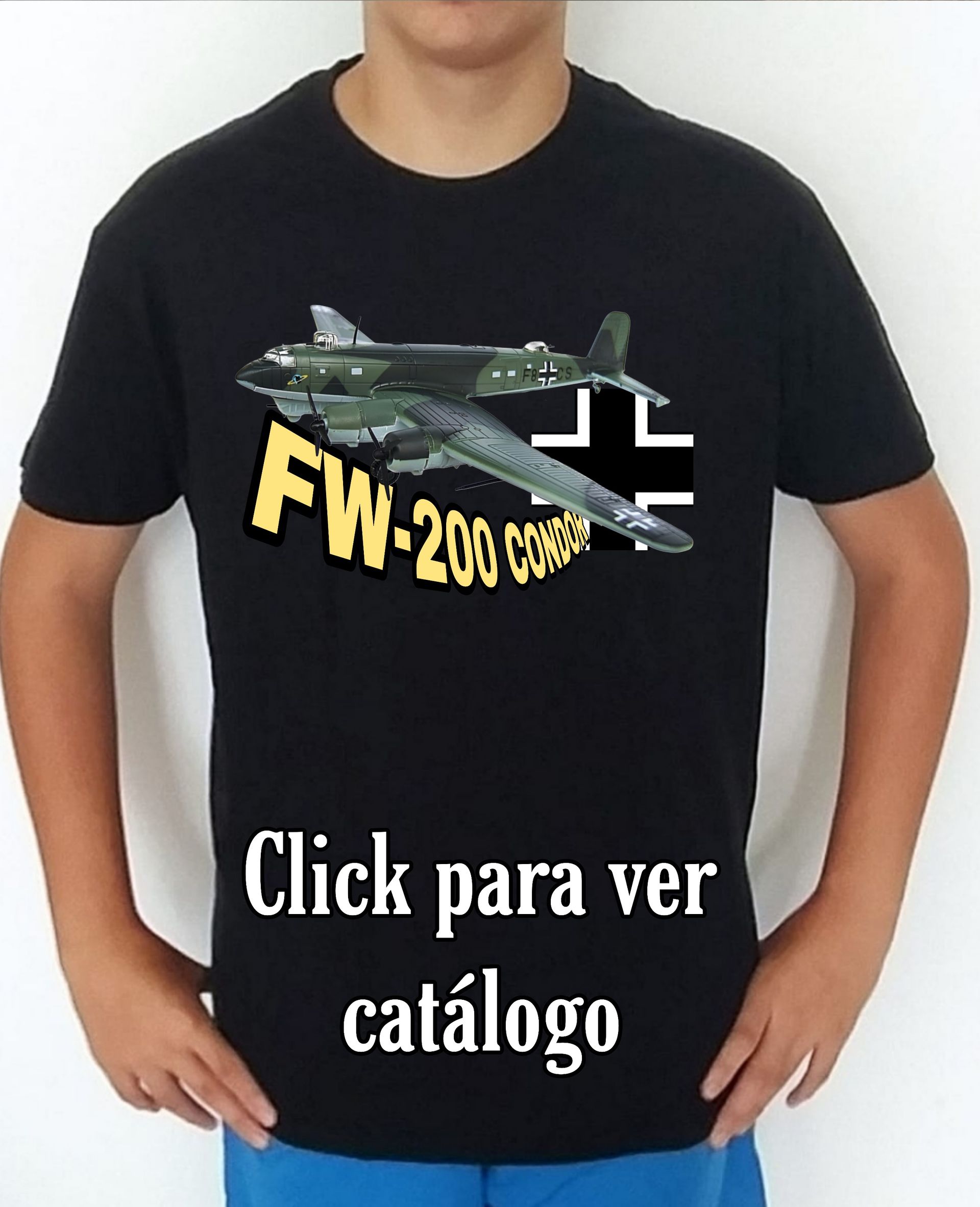 Colección camisetas aviones de combate 2WW Alemania Focke Wulf FW-200 Condor Camiseta/t-shirt/playera, del catálogo de CamisetasMilitares.com en la colección aviones de combate 2WW Alemania Focke Wulf FW-200 Condor