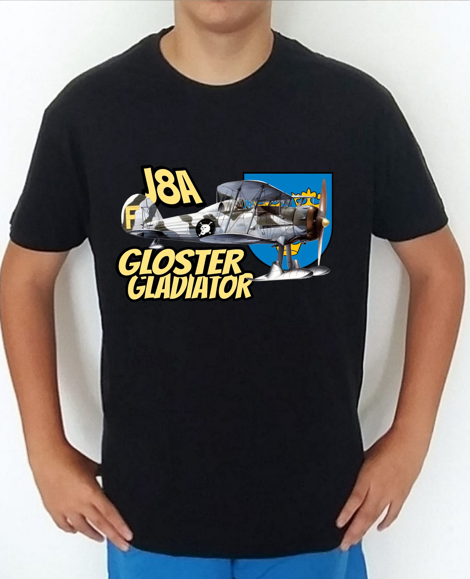 Camiseta aviones combate 2WW Suecia J-8 Gloster Gladiator nº3 Camiseta, t-shirt, playera, del catálogo de camisetasmilitares.com en la colección aviones de combate 2 W.W. de Suecia J-8 Gloster Gladiator