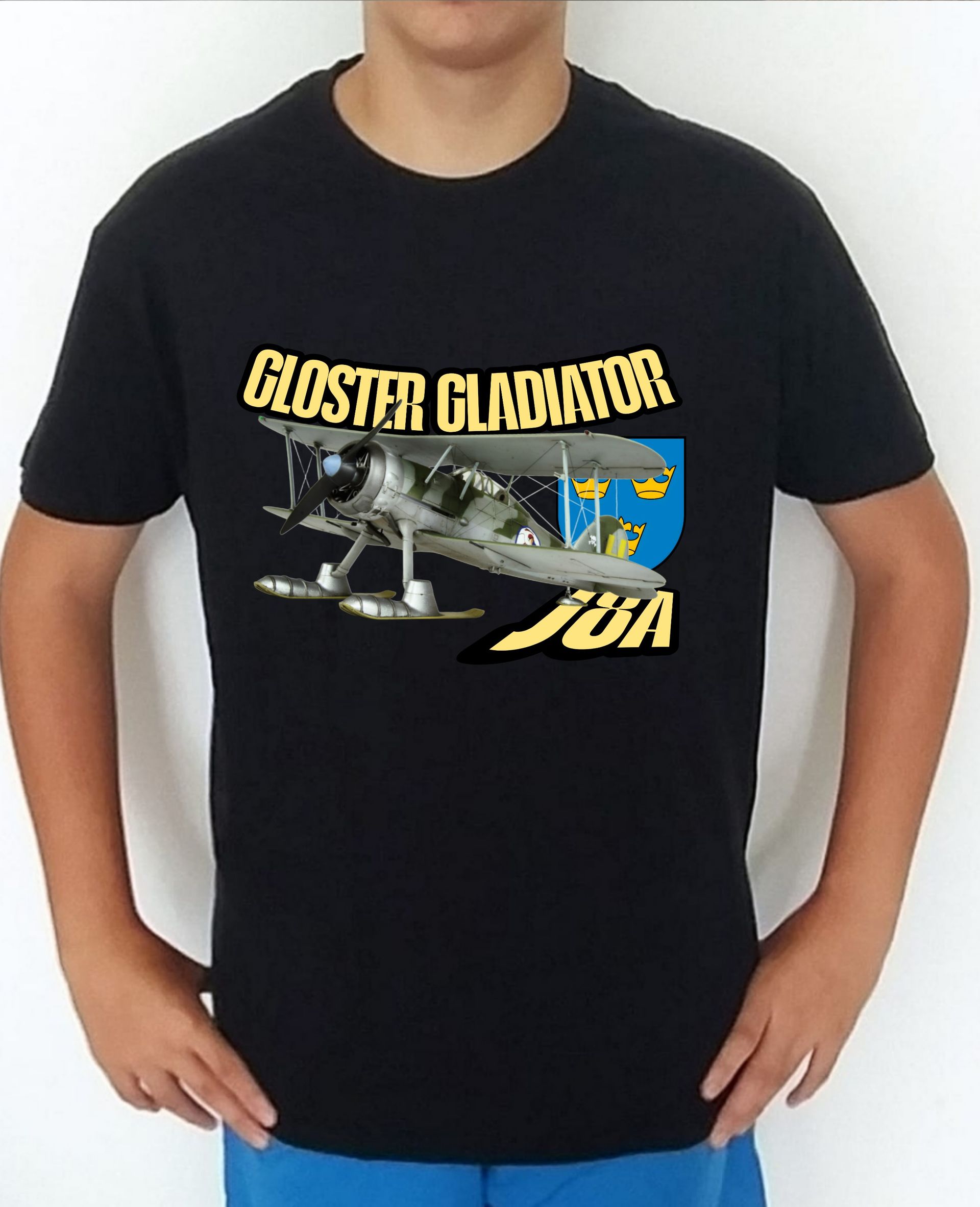 Camiseta aviones combate 2WW Suecia J-8 Gloster Gladiator nº4 Camiseta, t-shirt, playera, del catálogo de camisetasmilitares.com en la colección aviones de combate 2 W.W. de Suecia J-8 Gloster Gladiator