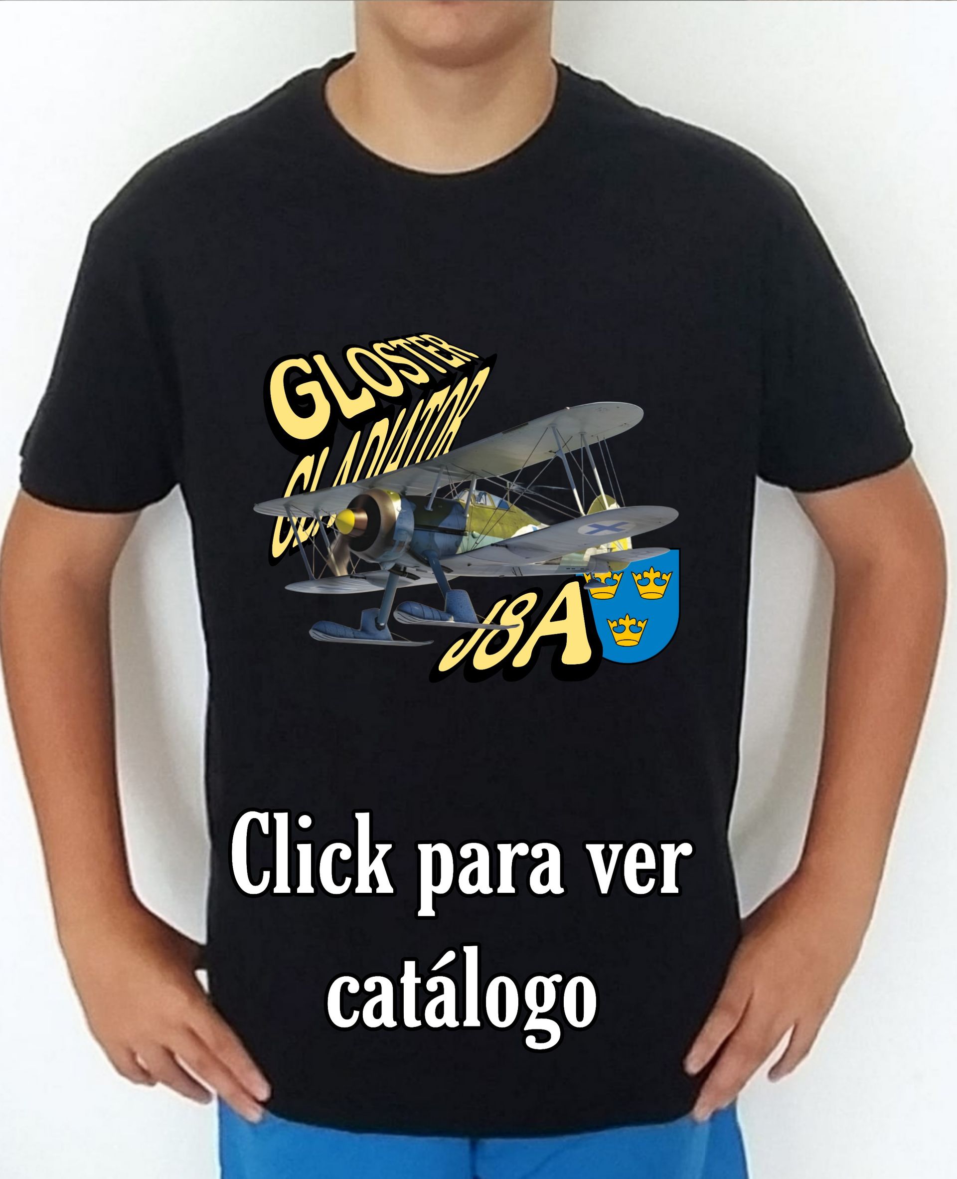 Colección camisetas aviones de combate 2WW Suecia J-8 Gloster Gladiator Camiseta/t-shirt/playera, del catálogo de CamisetasMilitares.com en la colección aviones de combate 2WW Suecia J-8 Gloster Gladiator