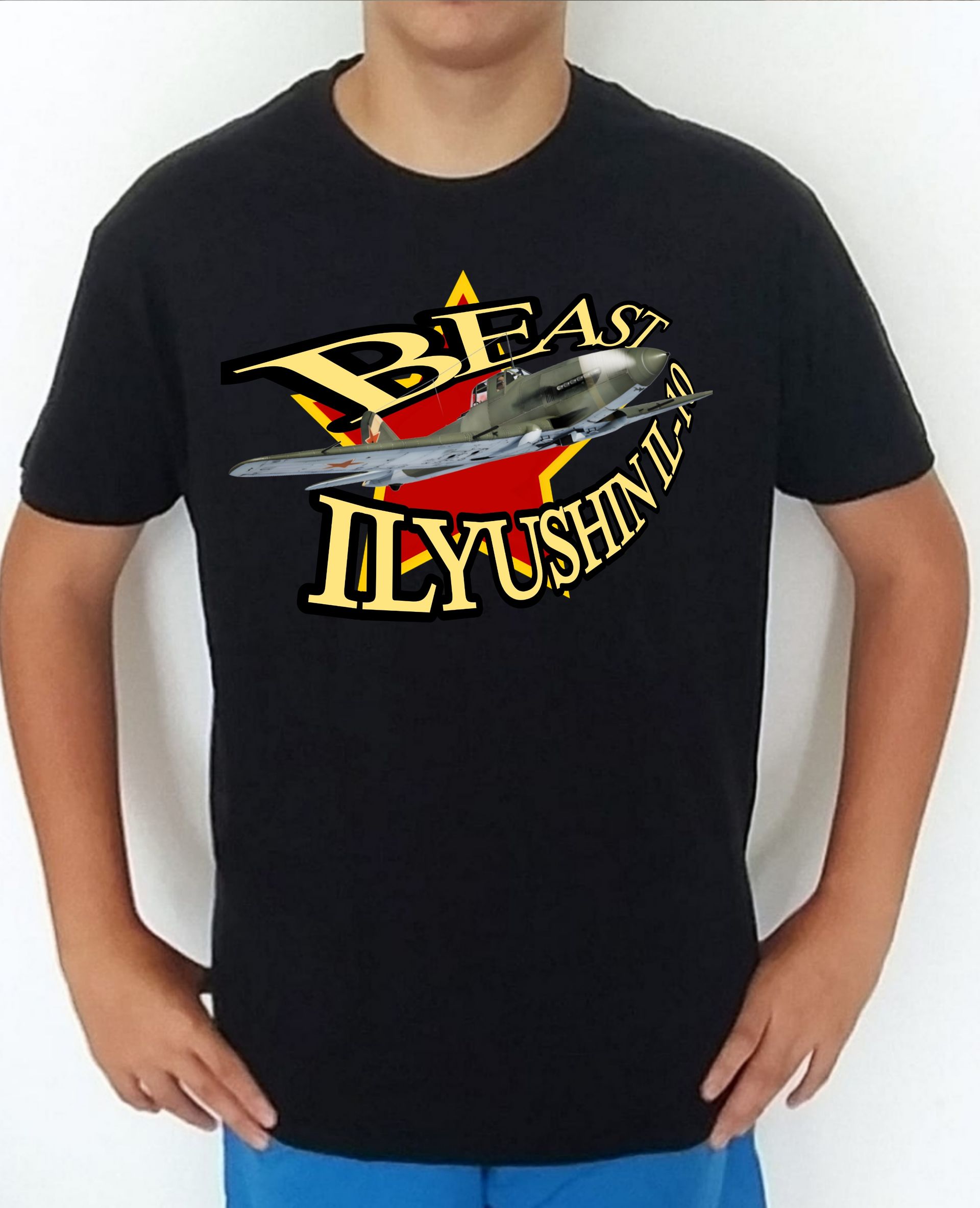 Camiseta aviones combate 2WW Rusia Ilyushin IL-10 Beast nº 2 Camiseta, t-shirt, playera, del catálogo de CamisetasMilitares.com  en la colección aviones de combate 2 W.W. de Rusia Ilyushin IL-10 Beast