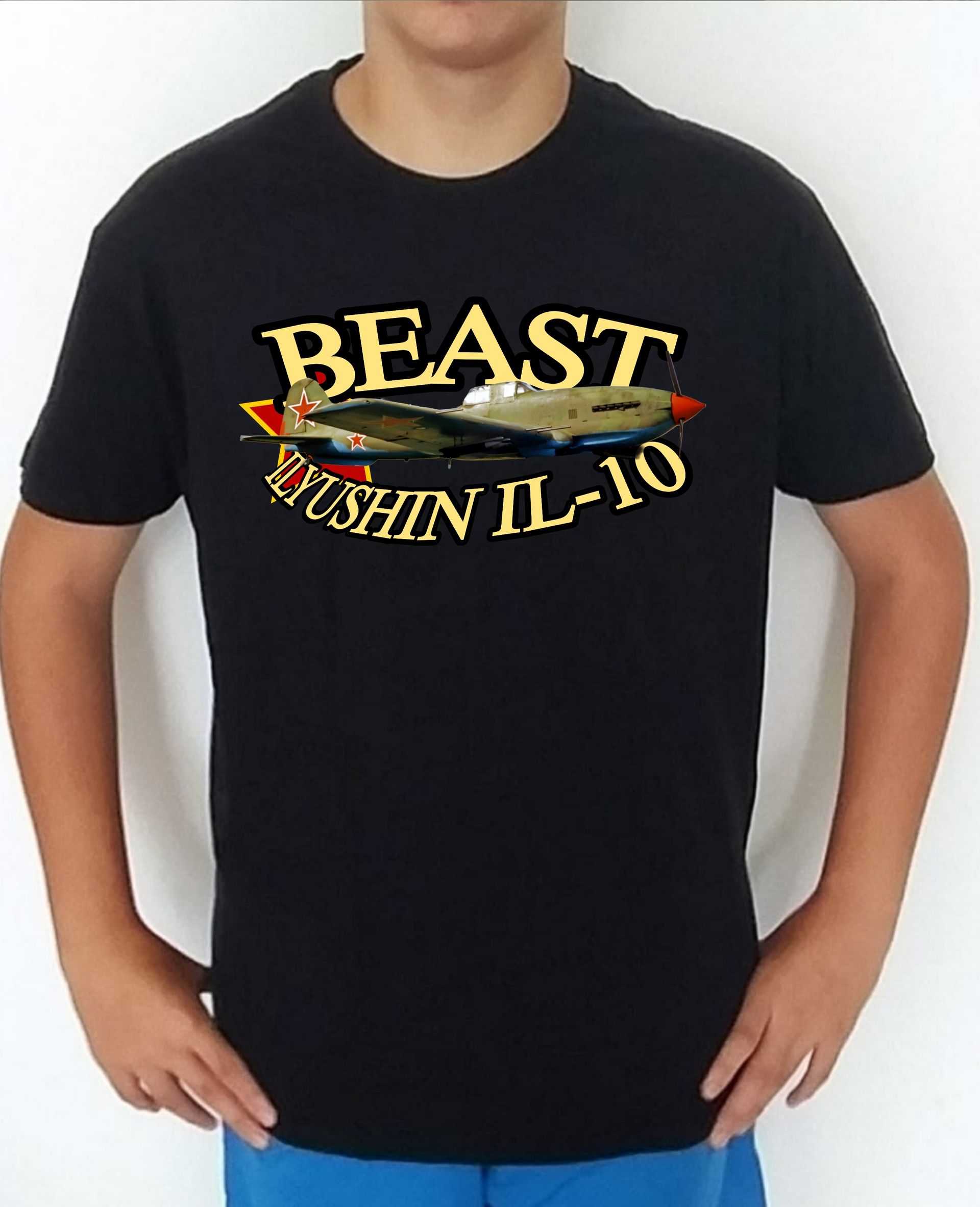 Camiseta aviones combate Rusia Ilyushin IL-10 Beast nº3 Camiseta, t-shirt, playera, del catálogo de CamisetasMilitares.com  en la colección aviones de combate 2 W.W. de Rusia Ilyushin IL-10 Beast
