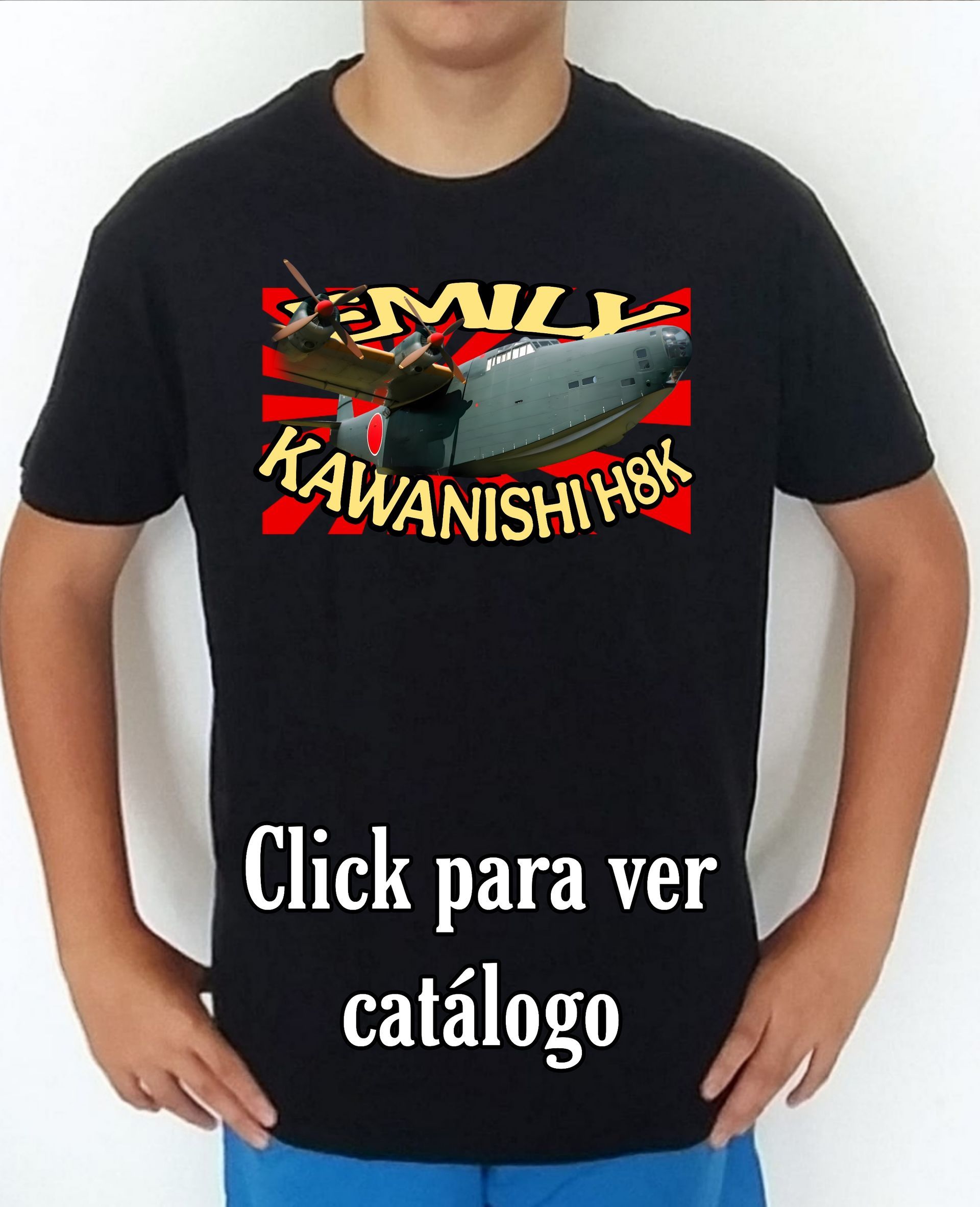 Colección camisetas aviones de combate 2WW Japón Kawanishi H8K Emily Camiseta/t-shirt/playera, del catálogo de CamisetasMilitares.com en la colección aviones de combate 2WW Japón Kawanishi H8K Emily