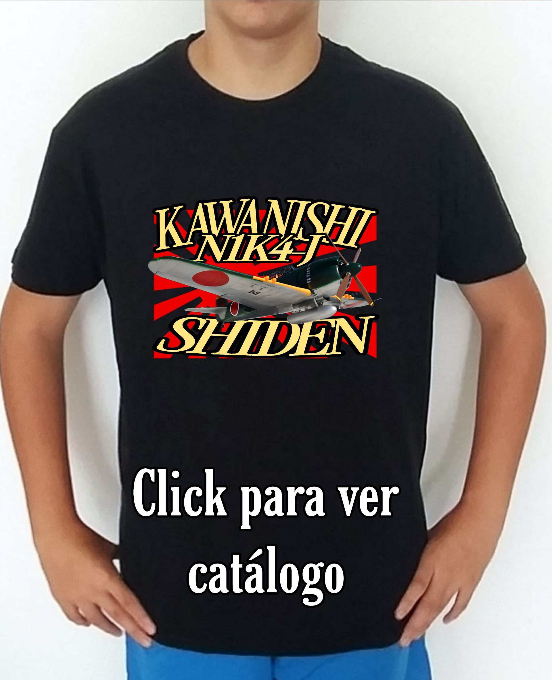 Colección camisetas aviones de combate 2WW Japón Kawanishi N1K2 Shiden Camiseta/t-shirt/playera, del catálogo de CamisetasMilitares.com  en la colección aviones de combate 2WW Japón Kawanishi N1K2 Shiden