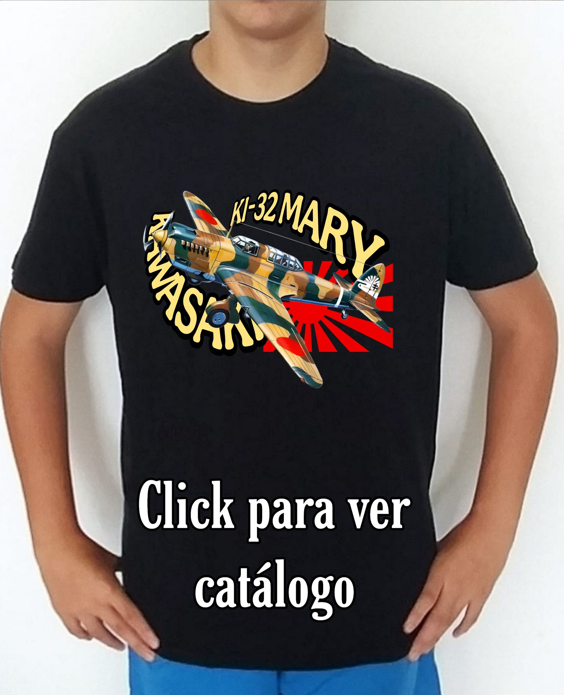 Colección camisetas aviones de combate 2WW Japón Kawasaki Ki-32 Mary Camiseta/t-shirt/playera, del catálogo de CamisetasMilitares.com en la colección aviones de combate 2WW Japón Kawasaki Ki-32 Mary