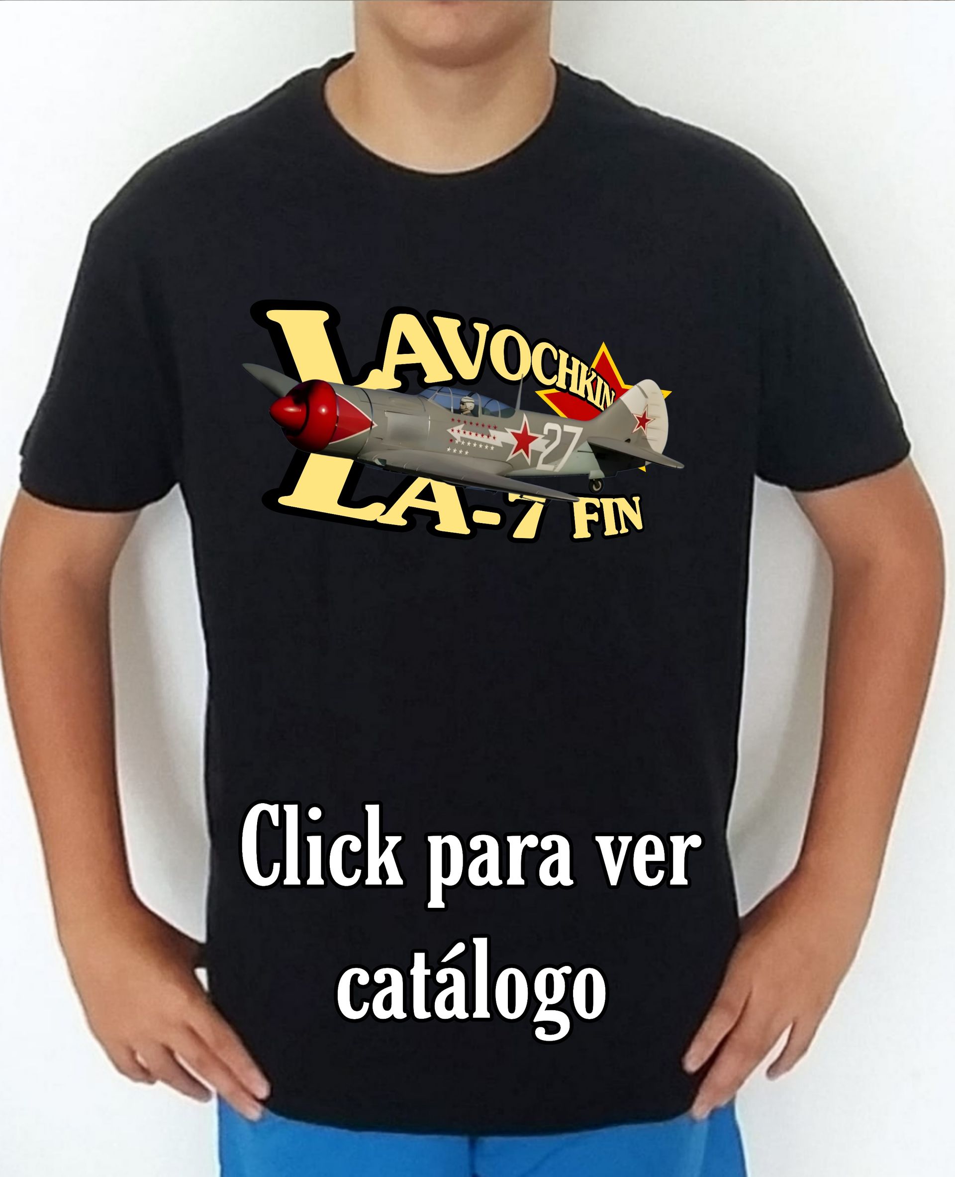 Colección camisetas aviones de combate 2WW Rusia Lavochkin LA-7 Fin Camiseta/t-shirt/playera, del catálogo de CamisetasMilitares.com  en la colección aviones de combate 2WW Rusia Lavochkin LA-7 Fin