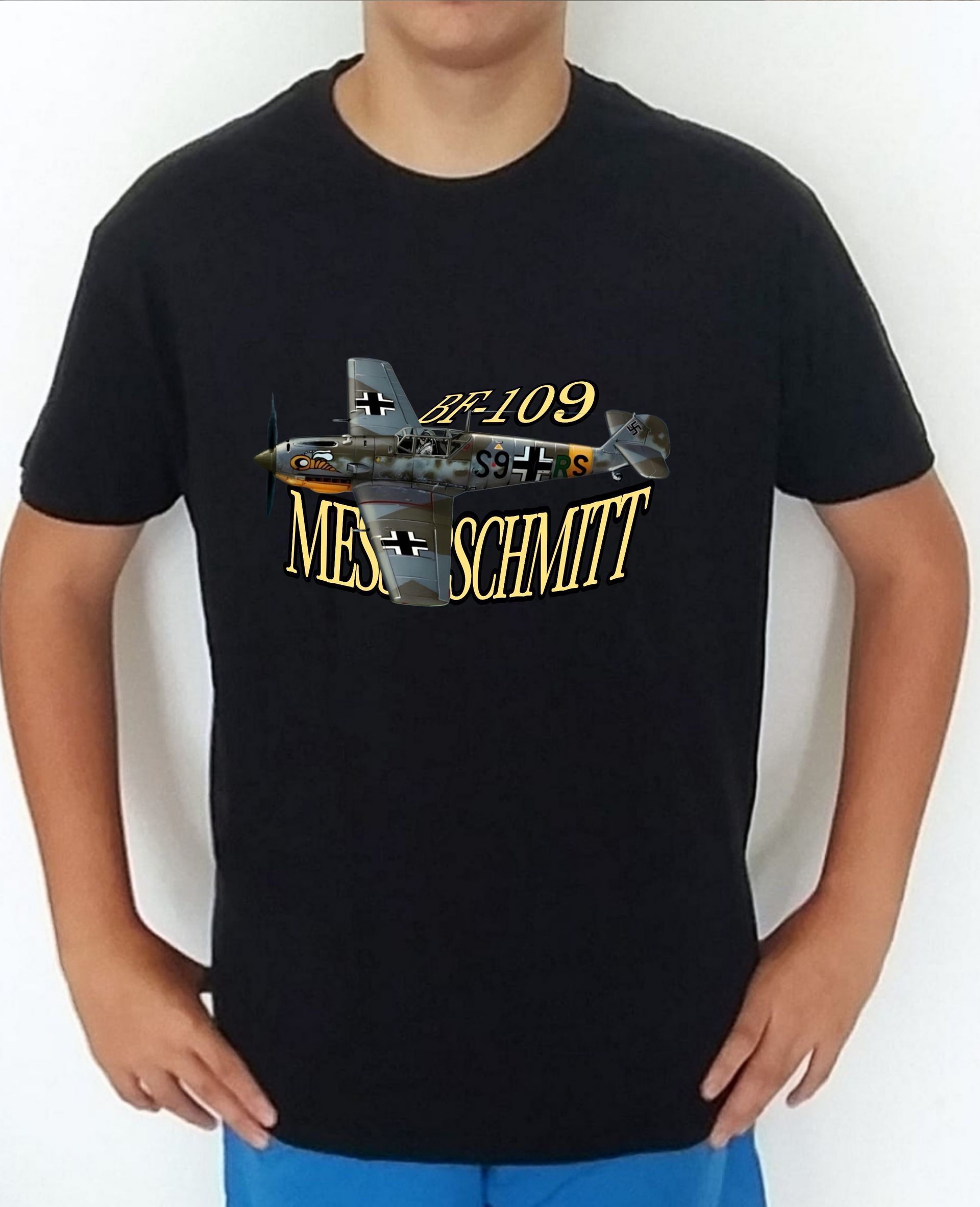 Camiseta aviones combate 2WW Alemania Messerschmitt BF109 nº4 Camiseta, t-shirt, playera, del catálogo de CamisetasMilitares.com en la colección aviones de combate 2 W.W. de Alemania Messerschmitt BF109