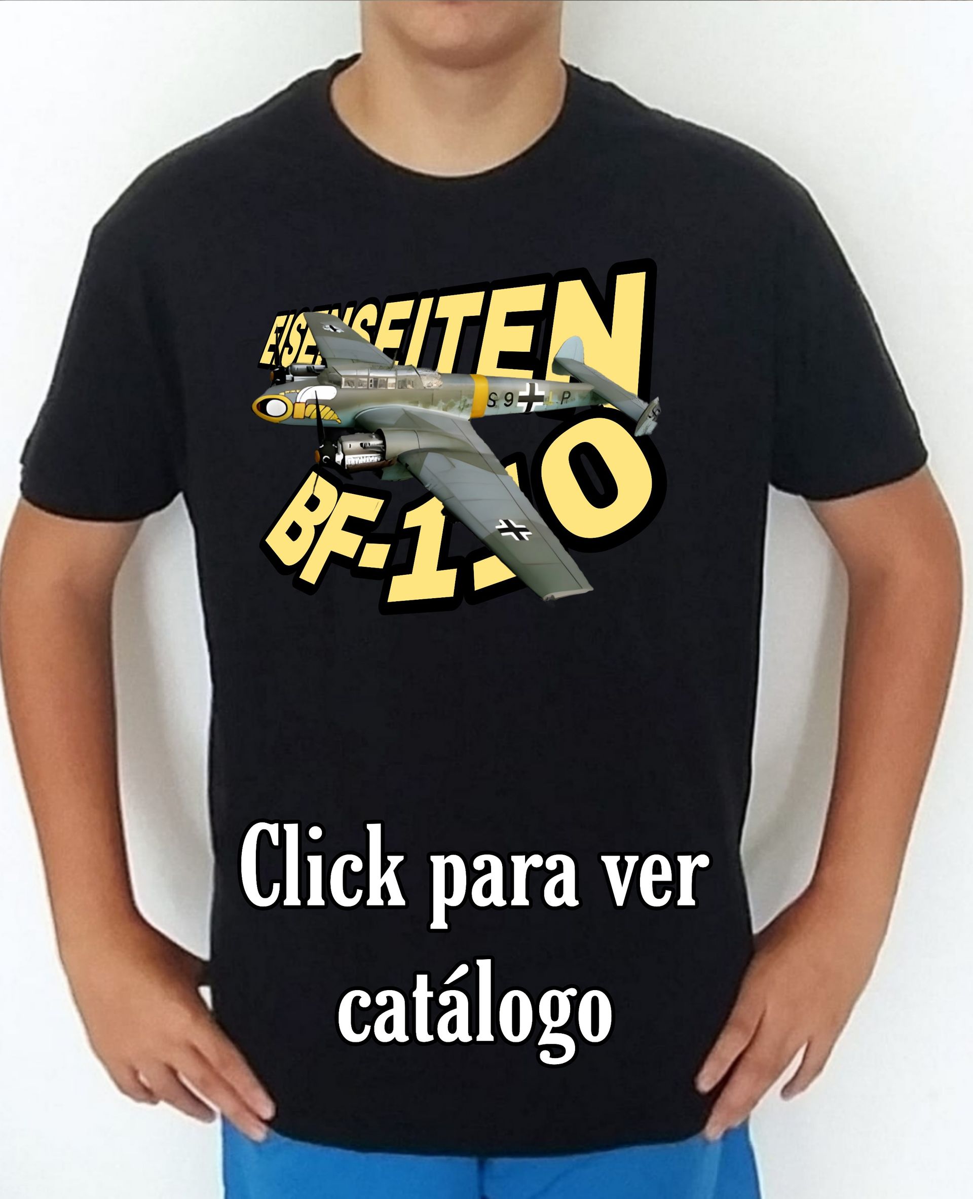 Colección camisetas aviones de combate 2WW Alemania Messerschmitt BF-110 Camiseta/t-shirt/playera, del catálogo de CamisetasMilitares.com en la colección aviones de combate 2WW Alemania Messerschmitt BF-110