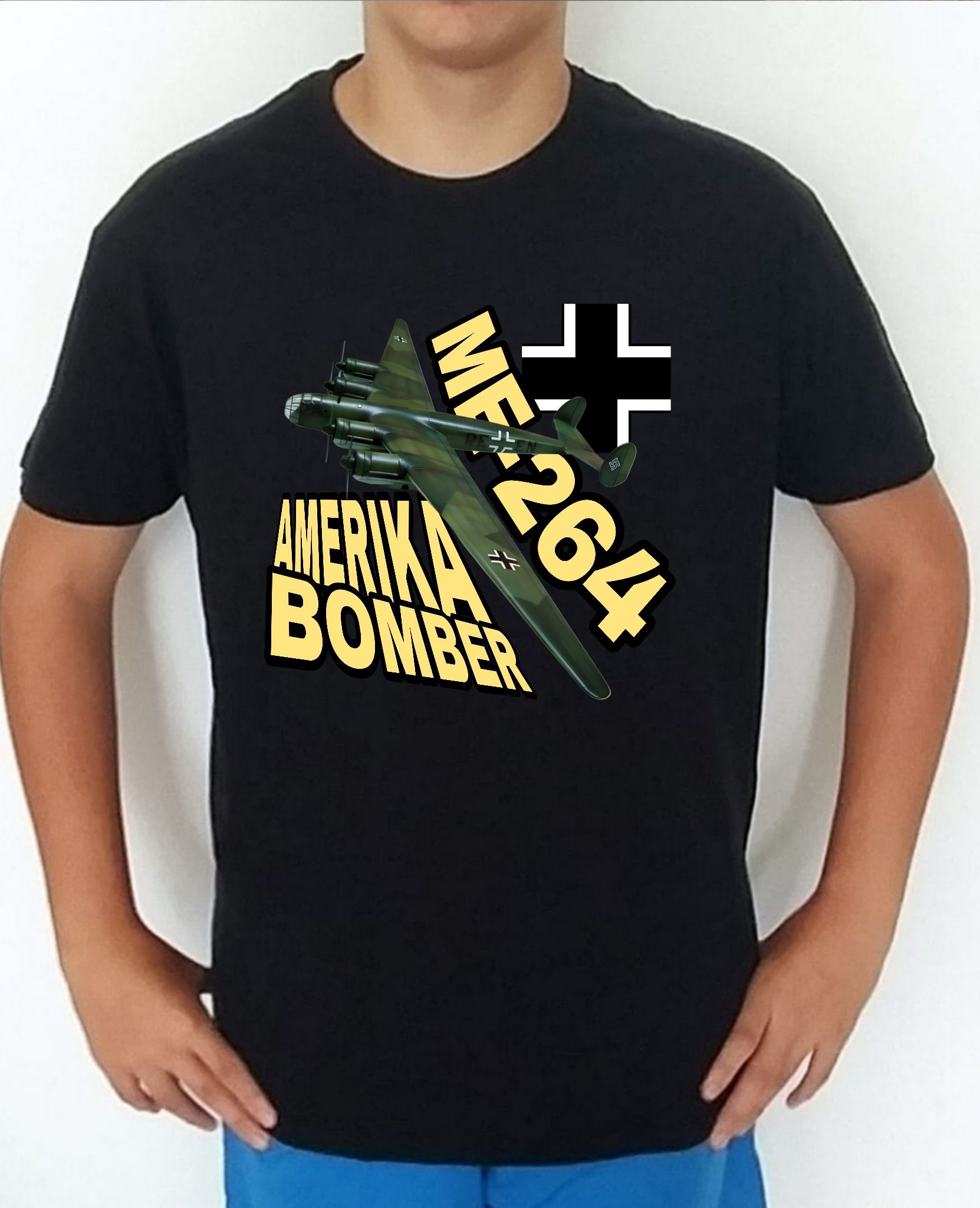 Camiseta aviones combate 2WW Alemania Messerschmitt ME264 Amerika Bomber nº1 Camiseta, t-shirt, playera, del catálogo de CamisetasMilitares.com  en la colección aviones de combate 2 W.W. de Alemania Messerschmitt ME264 Amerika Bomber