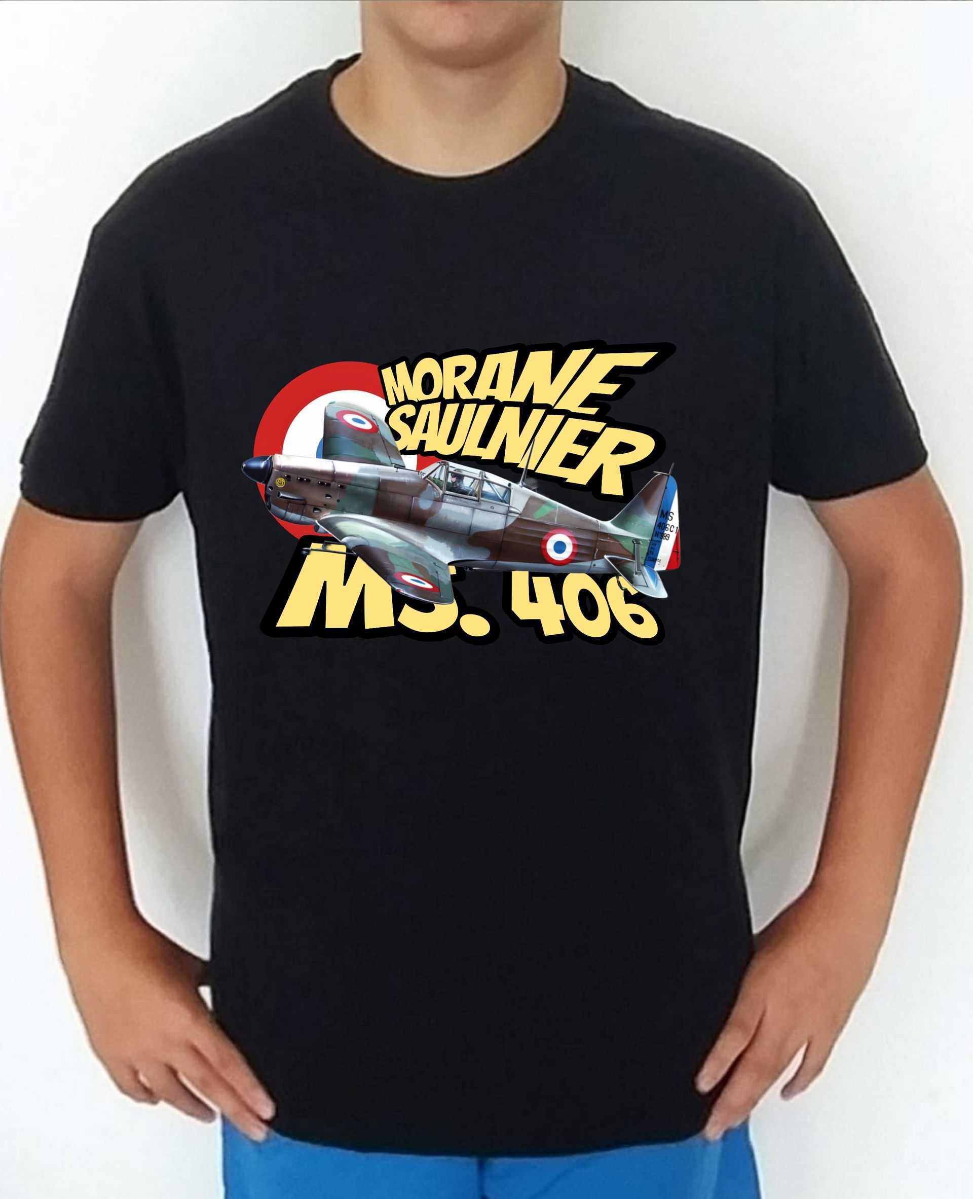 Camiseta aviones combate 2WW Francia Morane Saulnier MS-406 nº 2 Camiseta, t-shirt, playera, del catálogo de camisetasmilitares.com  en la colección aviones de combate 2 W.W. de Francia Morane Saulnier MS-406
