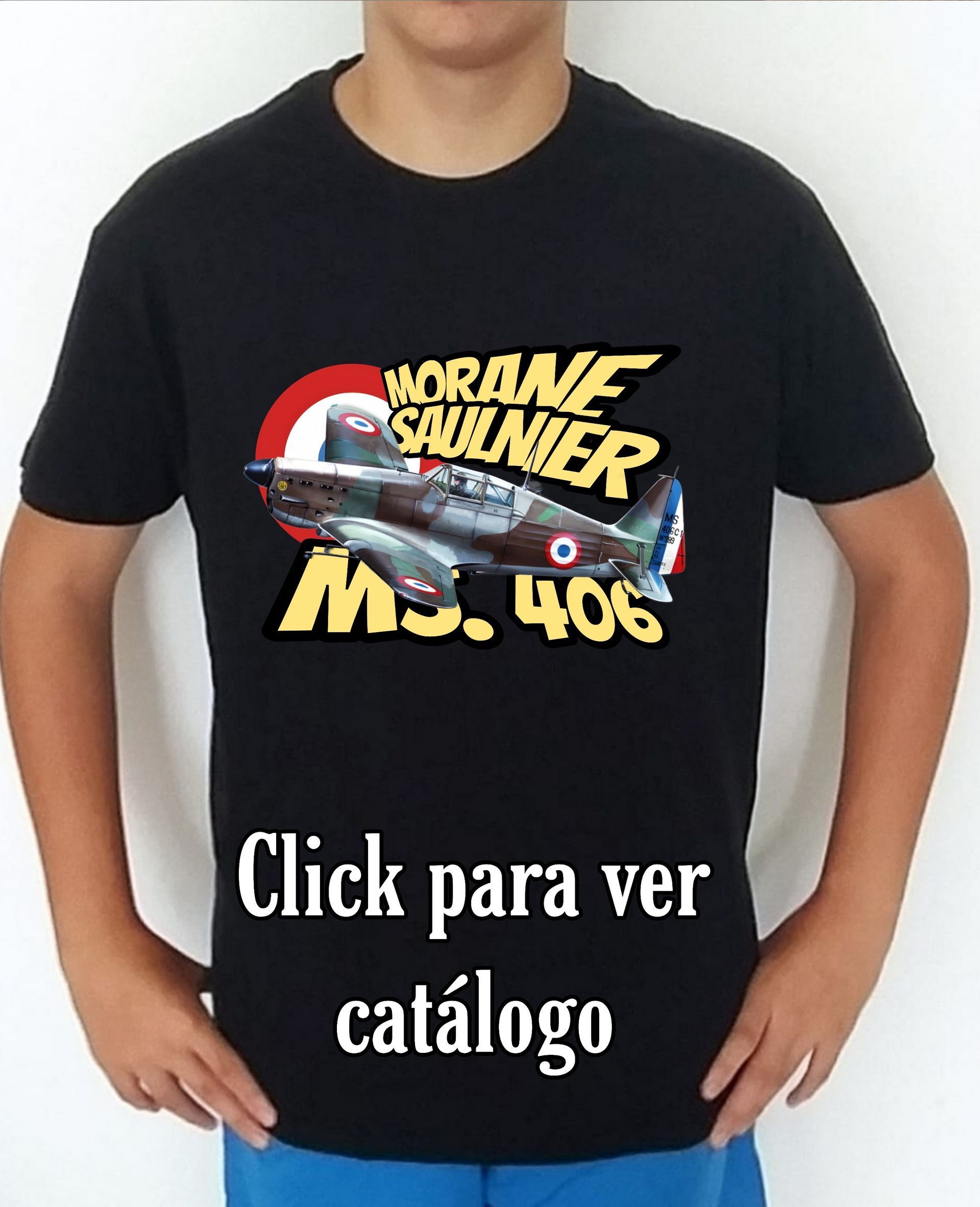 Colección camisetas aviones de combate 2WW Francia Morane Saulnier MS-406 Camiseta/t-shirt/playera, del catálogo de CamisetasMilitares.com  en la colección aviones de combate 2WW Francia Morane Saulnier MS-406