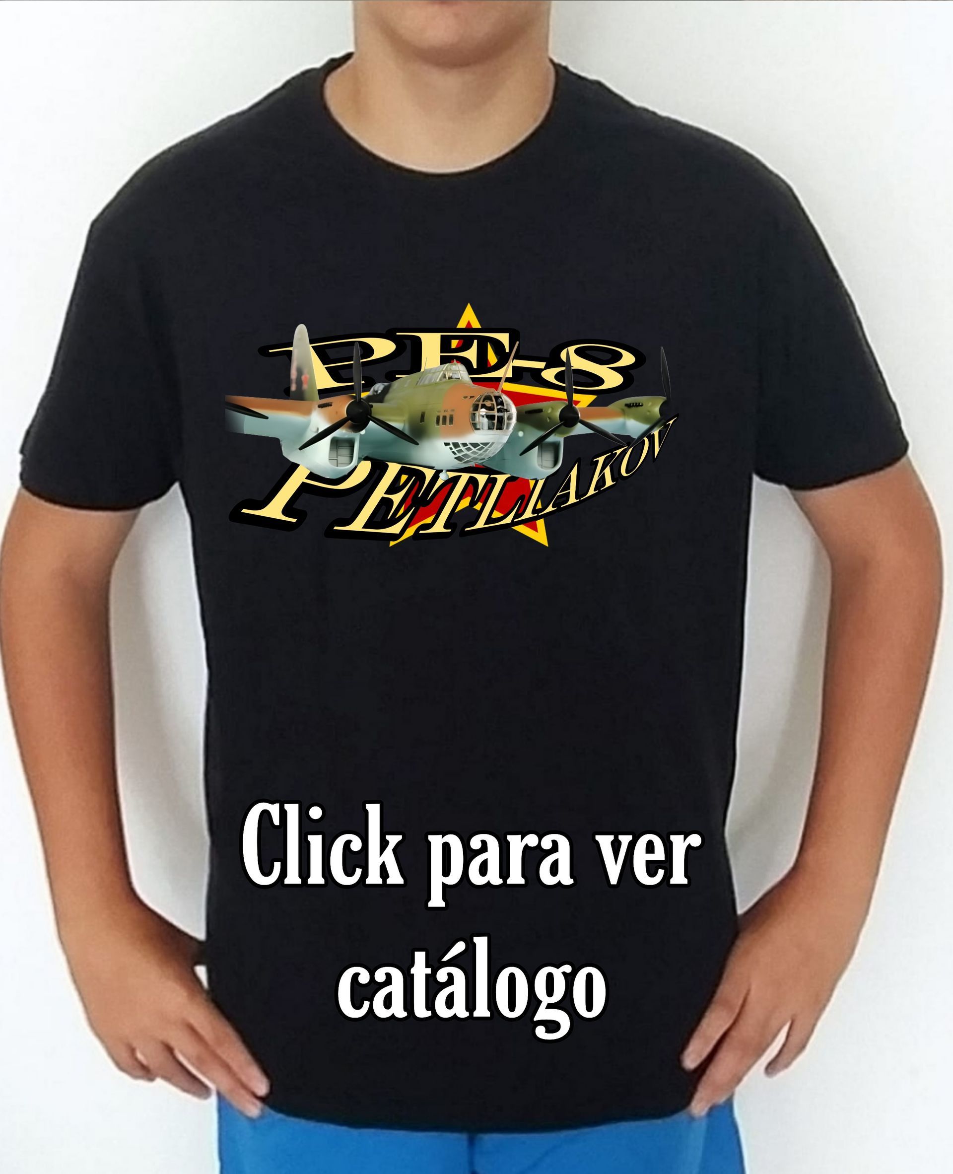 Colección camisetas aviones de combate 2WW Rusia Petliakov PE-8 Camiseta/t-shirt/playera, del catálogo de CamisetasMilitares.com en la colección aviones de combate 2WW Rusia Petliakov PE-8
