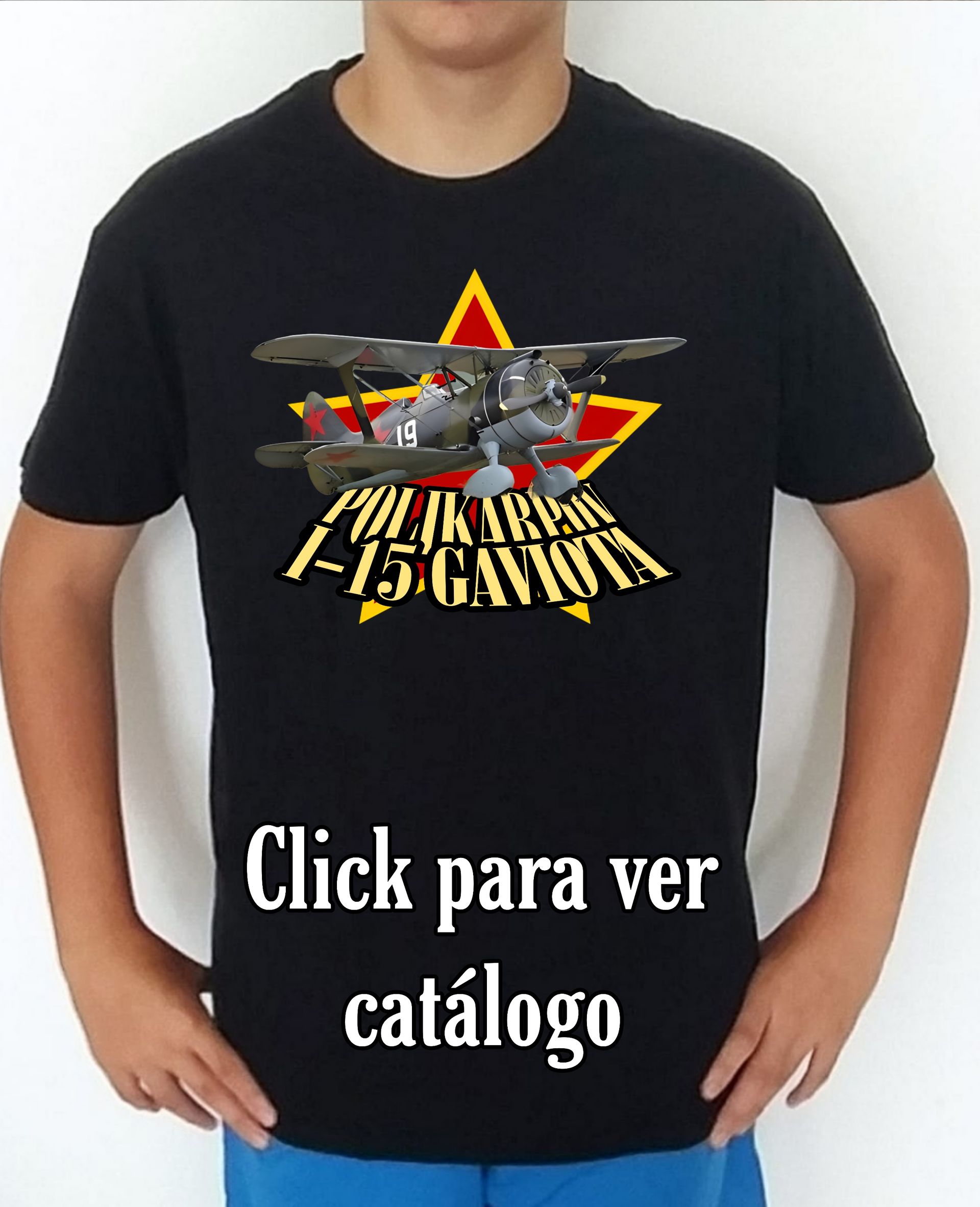 Colección camisetas aviones de combate 2WW Rusia Polikarpov I-15 Camiseta/t-shirt/playera, del catálogo de CamisetasMilitares.com  en la colección aviones de combate 2WW Rusia Polikarpov I-15