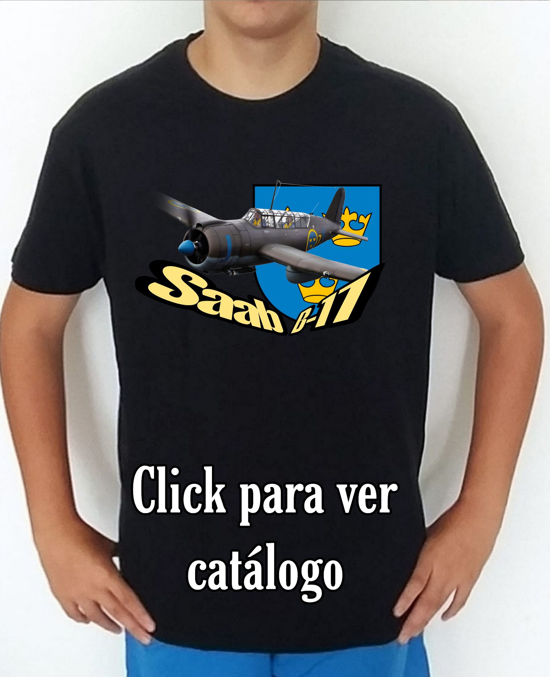 Colección camisetas aviones de combate 2WW Suecia Saab B-17 Camiseta/t-shirt/playera, del catálogo de CamisetasMilitares.com en la colección aviones de combate 2WW Suecia Saab B-17