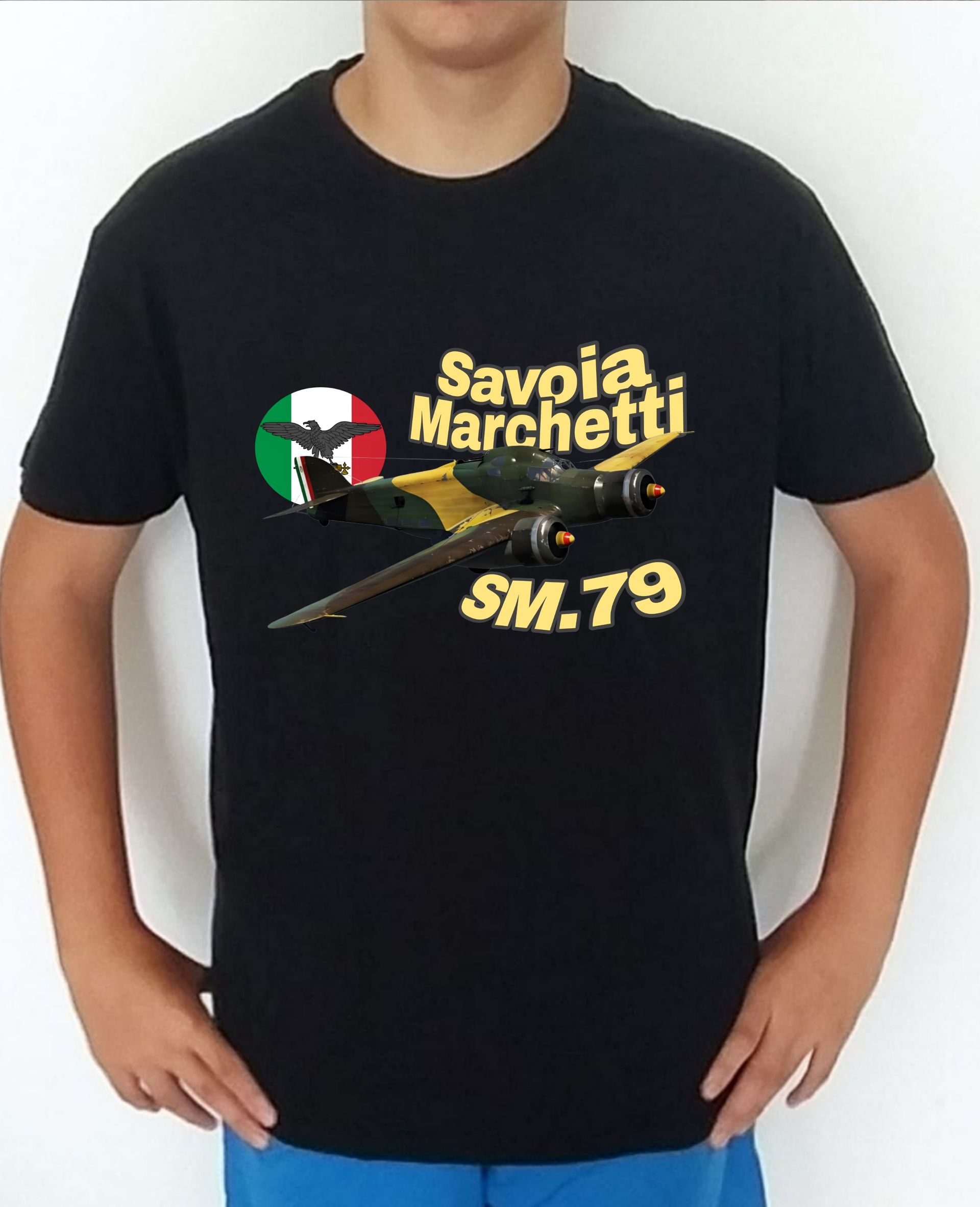 Camiseta aviones combate 2WW Italia Savoia Marchetti SM-79 nº 2 Camiseta, t-shirt, playera, del catálogo de camisetasmilitares.com en la colección aviones de combate 2 W.W. de Italia Savoia Marchetti SM-79