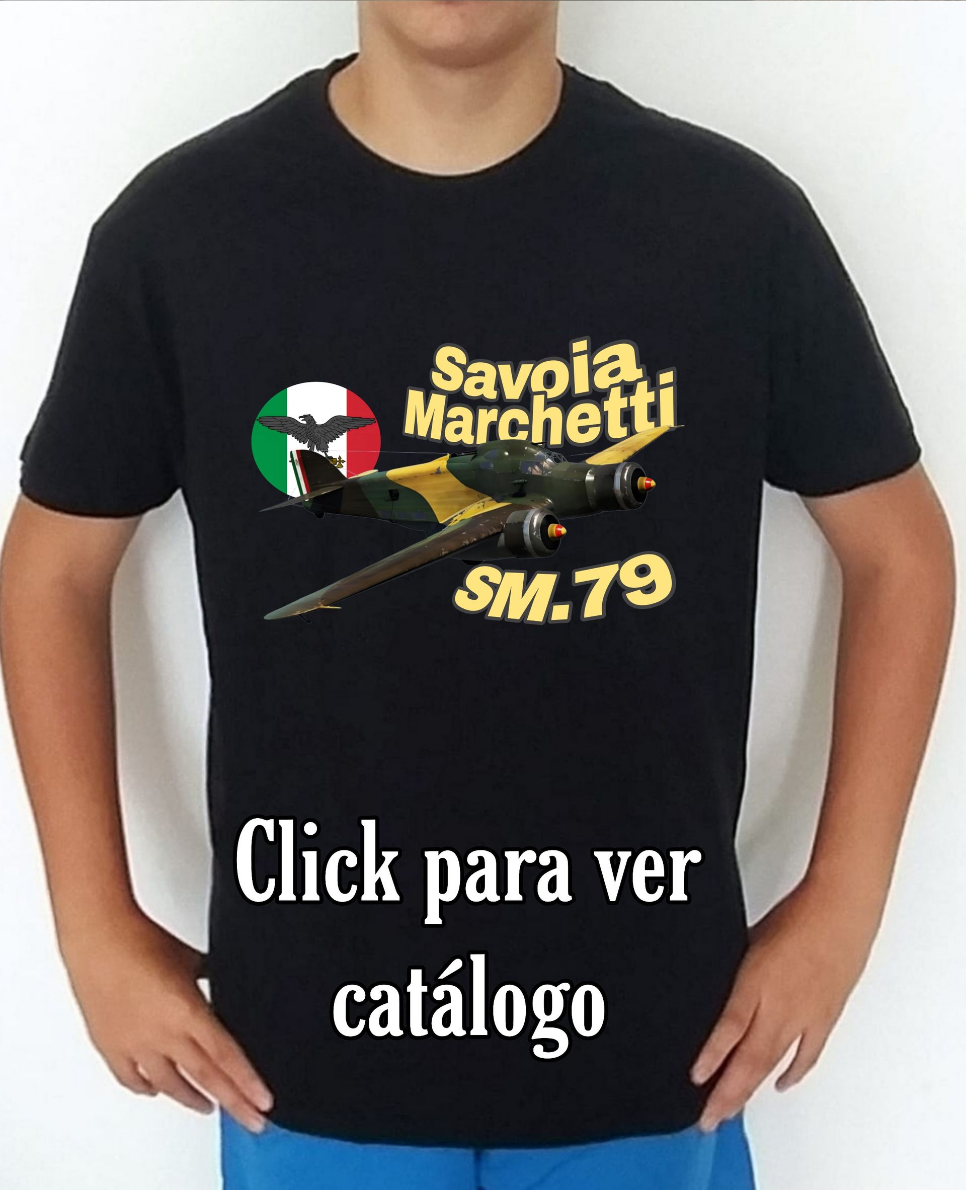 Colección camisetas aviones de combate 2WW Italia Savotta Marchetti SM79 Sparviero Camiseta/t-shirt/playera, del catálogo de CamisetasMilitares.com en la colección aviones de combate 2WW Italia Savotta Marchetti SM.79 Sparviero