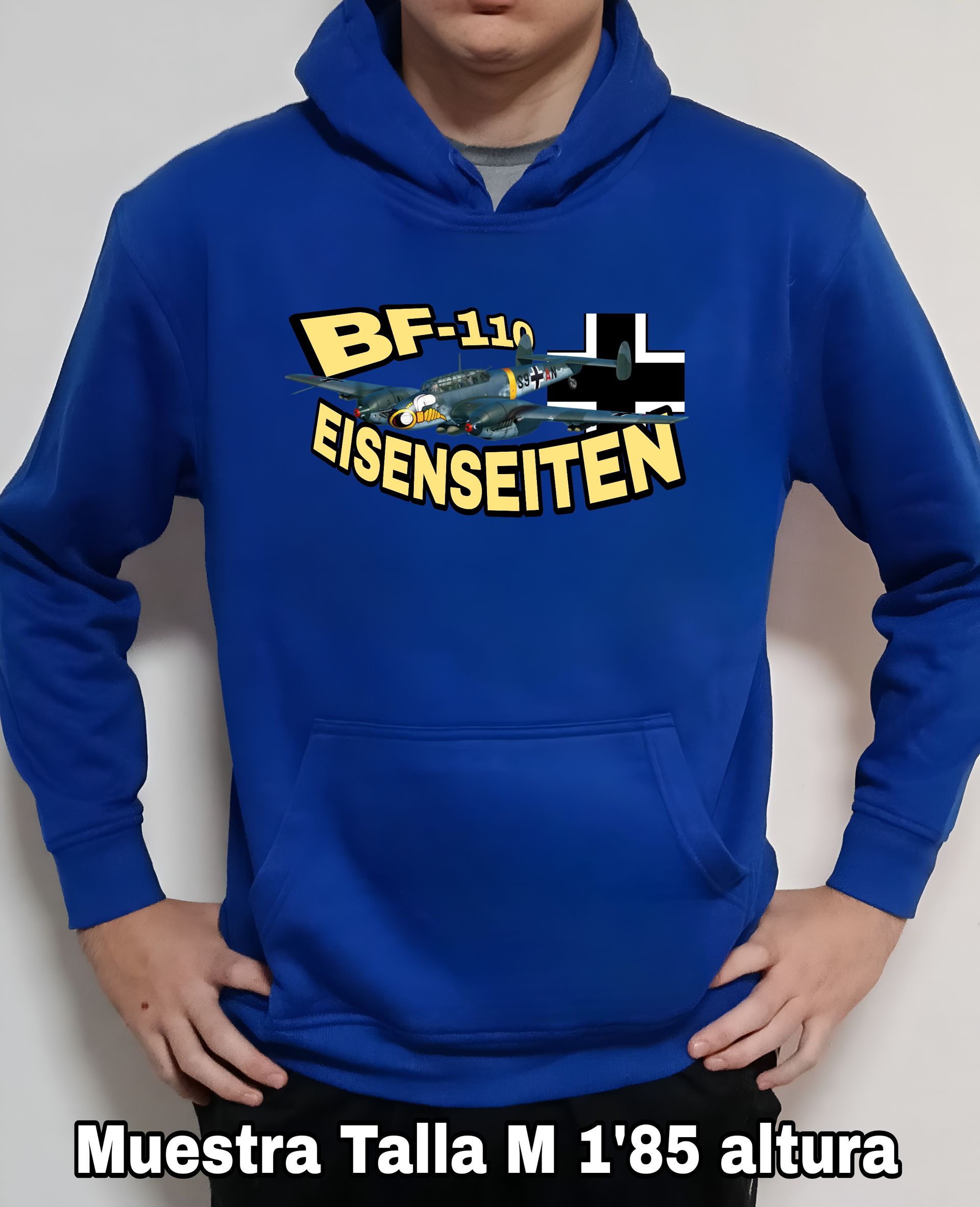 Sudadera con capucha aviones combate 2WW Messerschmitt BF110 Eisenseiten nº4 Sudadera con capucha del catálogo de CamisetasMilitares.com en la colección aviones de combate 2 W.W. de Alemania Messerschmitt BF110 Eisenseiten