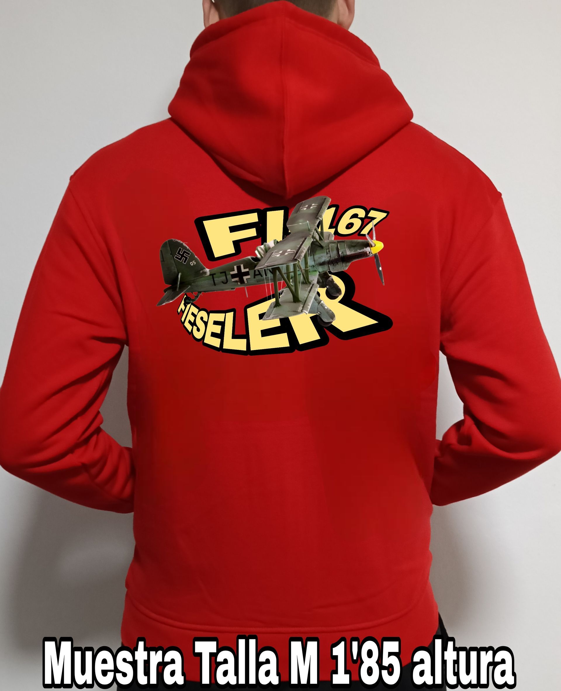 Sudadera con cremallera y capucha aviones combate 2WW Alemania Fieseler FI-167 nº 2 Sudadera con cremallera y capucha del catálogo de CamisetasMilitares.com en la colección aviones de combate 2 W.W. de Alemania Fieseler FI-167