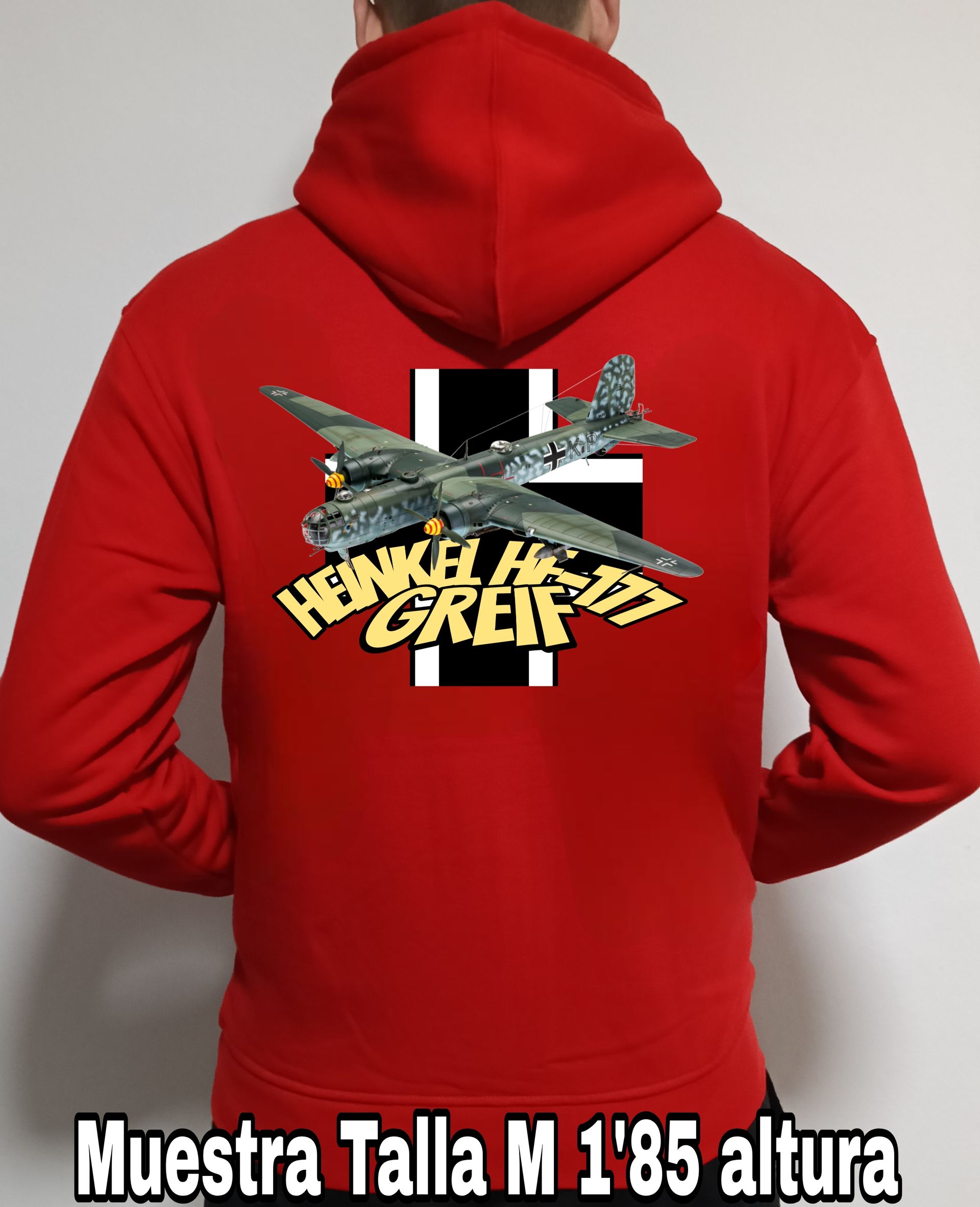 Sudadera con cremallera y capucha aviones combate 2WW Alemania Heinkel He-177 Greif nº3 Sudadera con cremallera y capucha del catálogo de CamisetasMilitares.com en la colección aviones de combate 2 W.W. de Alemania Heinkel He-177 Greif