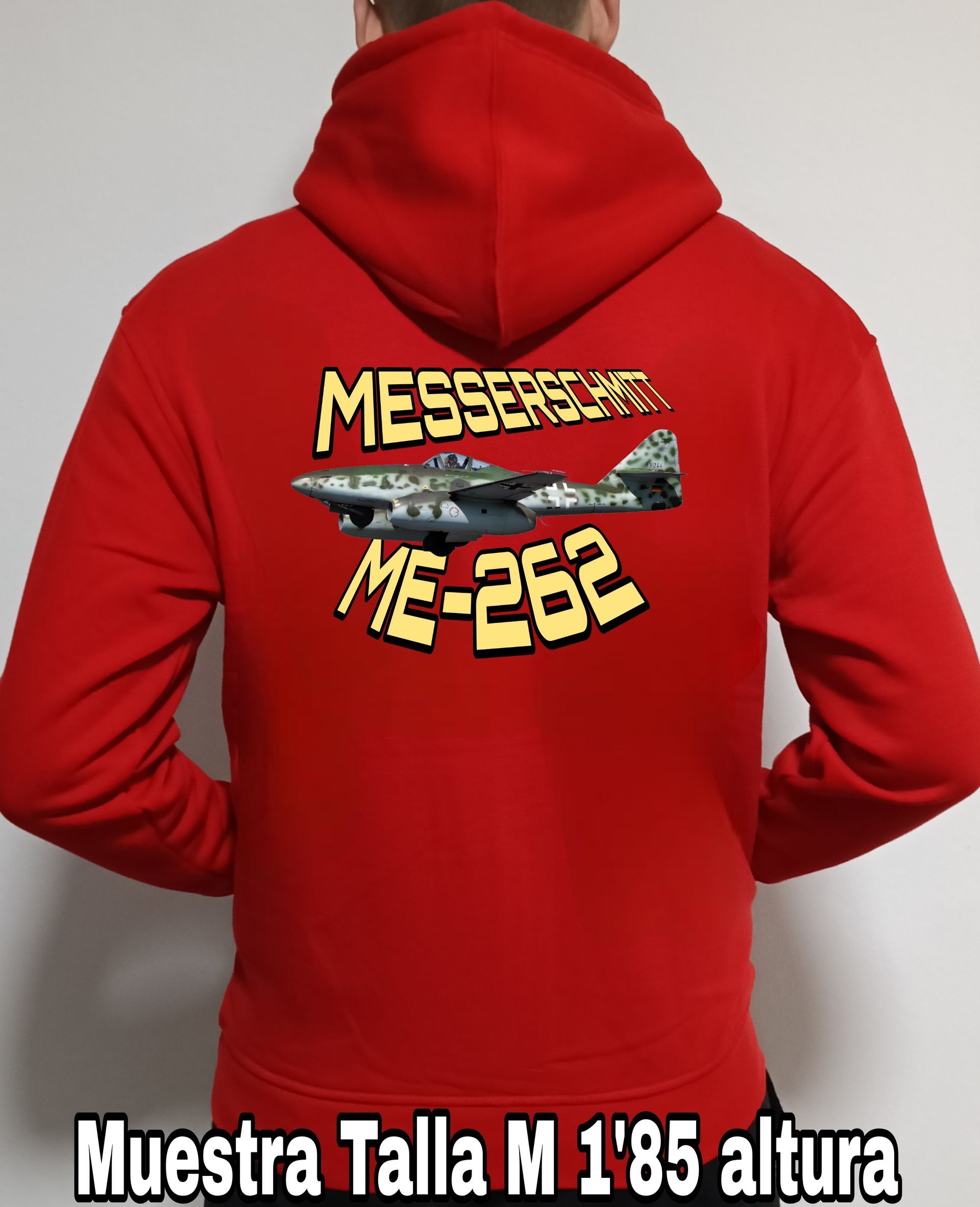 Sudadera con cremallera y capucha aviones combate 2WW Alemania Messerschmitt ME262 nº 2 Sudadera con cremallera y capucha del catálogo de CamisetasMilitares.com en la colección aviones de combate 2 W.W. de Alemania Messerschmitt ME262