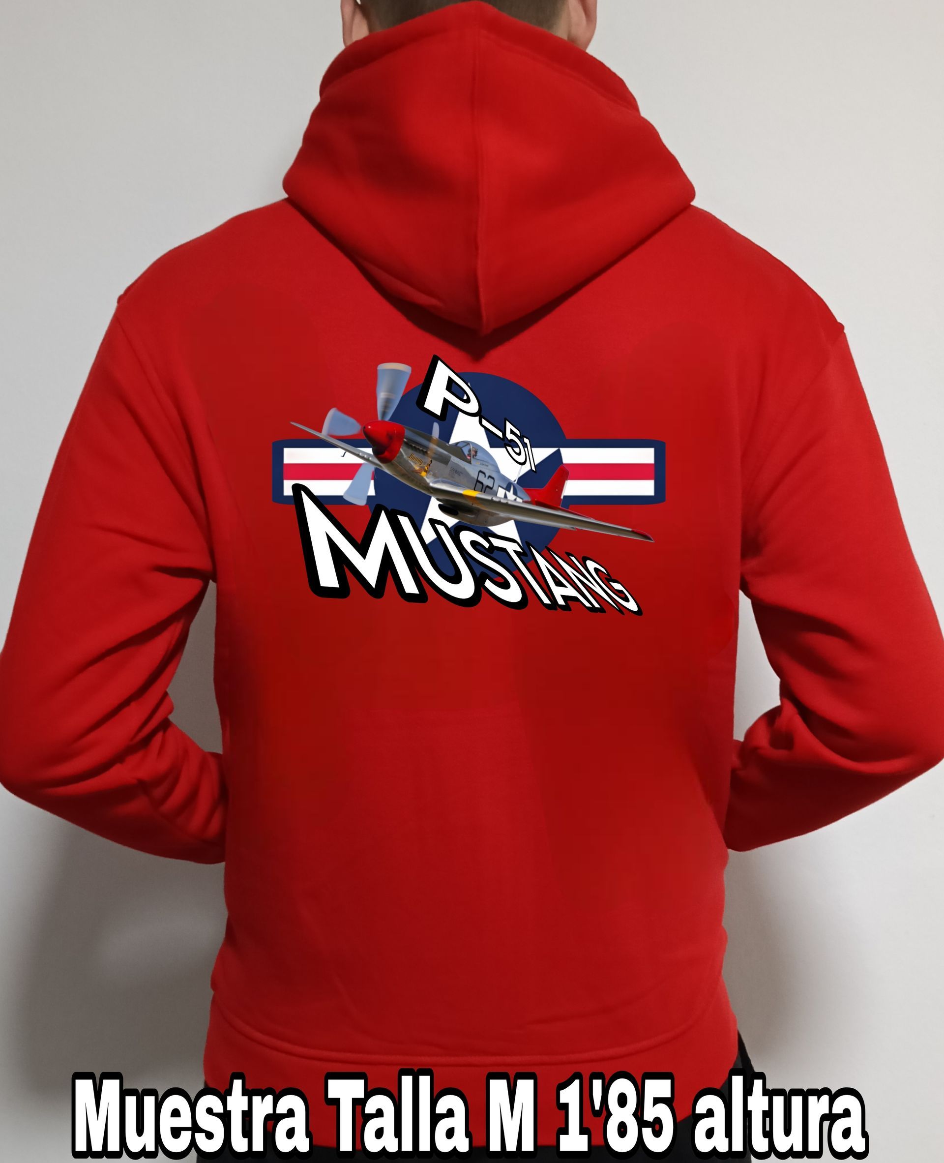 Sudadera con cremallera y capucha aviones combate 2WW Usa P-51 Mustang nº 2 Sudadera con cremallera y capucha del catálogo de CamisetasMilitares.com en la colección aviones de combate 2 W.W. de USA P-51 Mustang