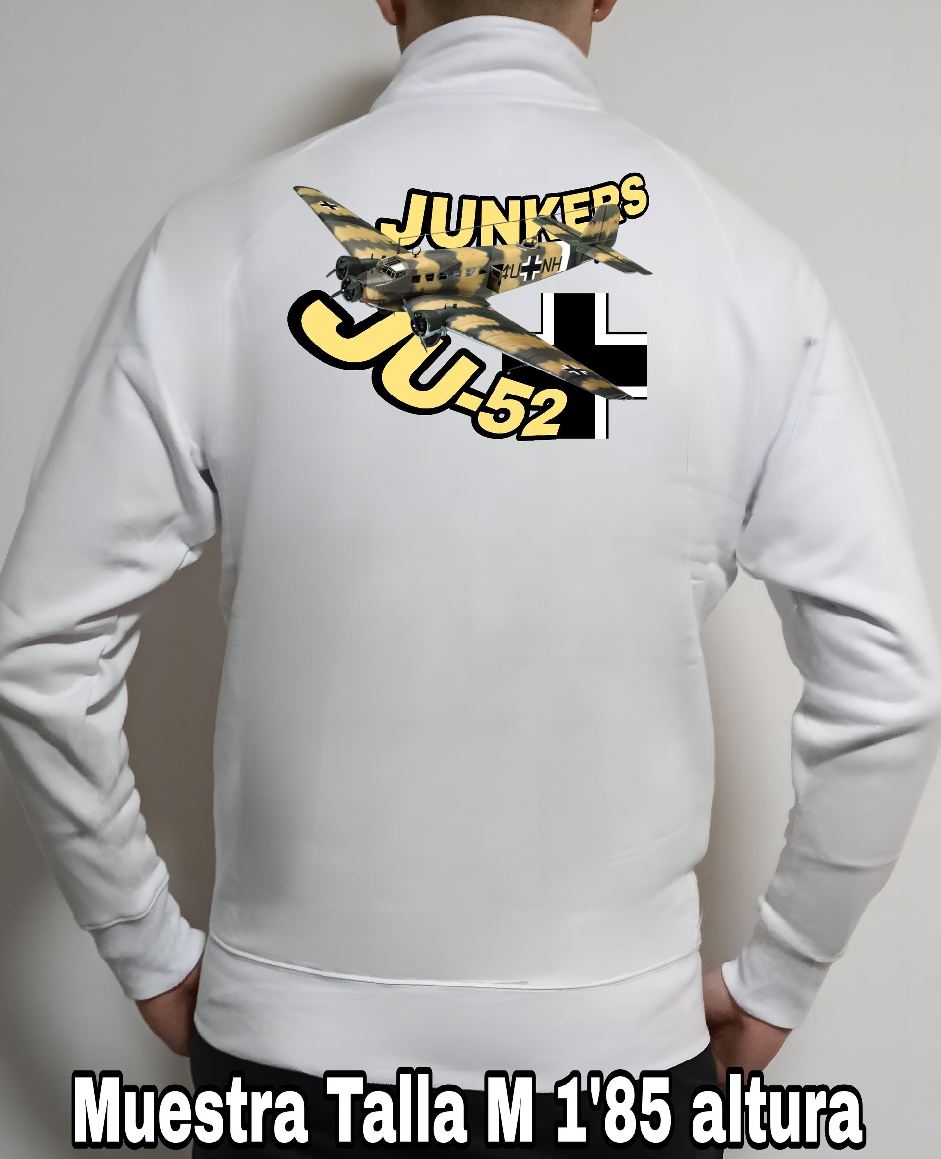 Sudadera con cremallera aviones combate 2WW Junkers JU-52 nº4 Sudadera con cremallera del catálogo de CamisetasMilitares.com en la colección aviones de combate 2 W.W. de Alemania Junkers JU-52
