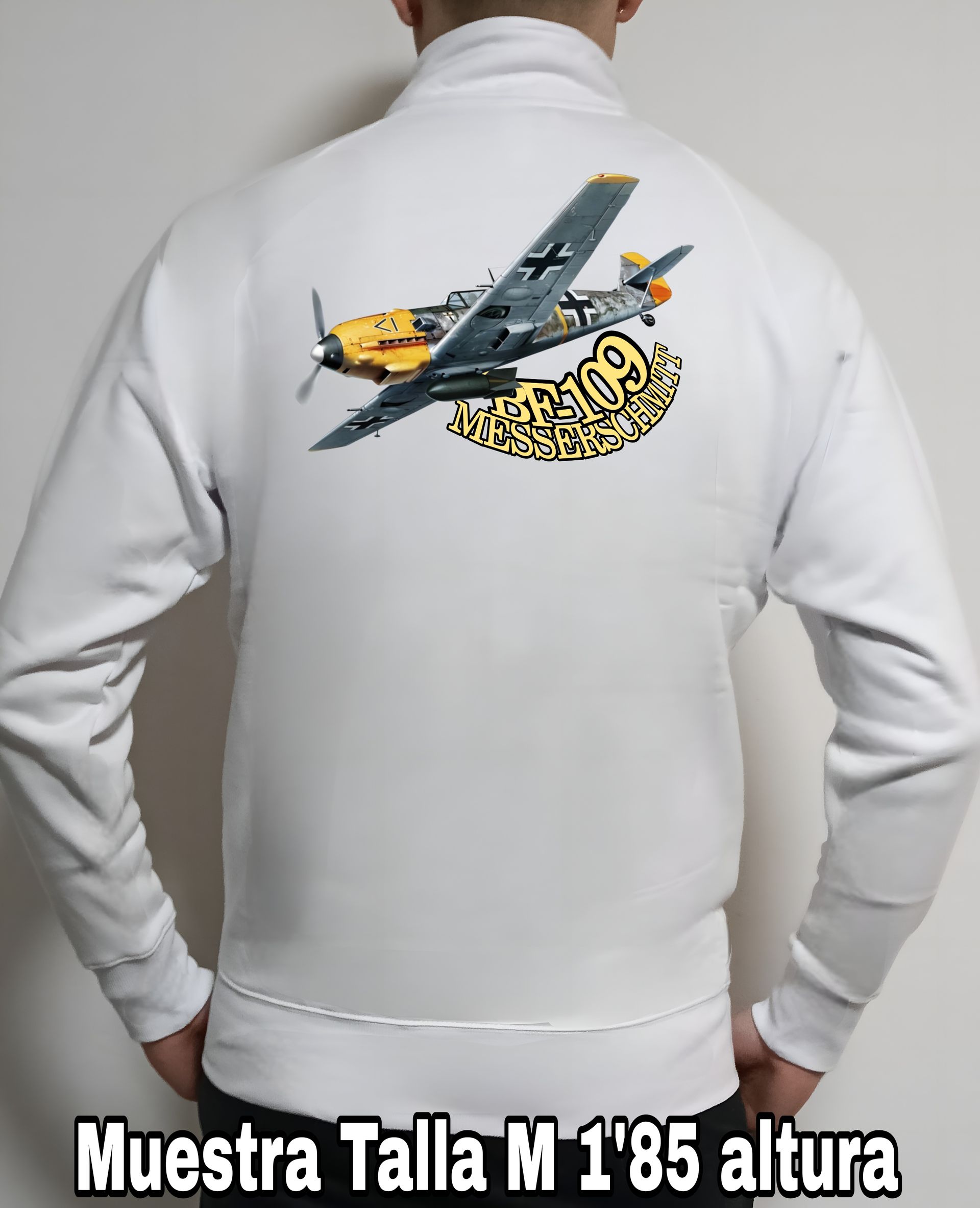Sudadera con cremallera aviones combate 2WW Alemania Messerschmitt BF109 nº 2 Sudadera con cremallera del catálogo de CamisetasMilitares.com en la colección aviones de combate 2 W.W. de Alemania Messerschmitt BF109