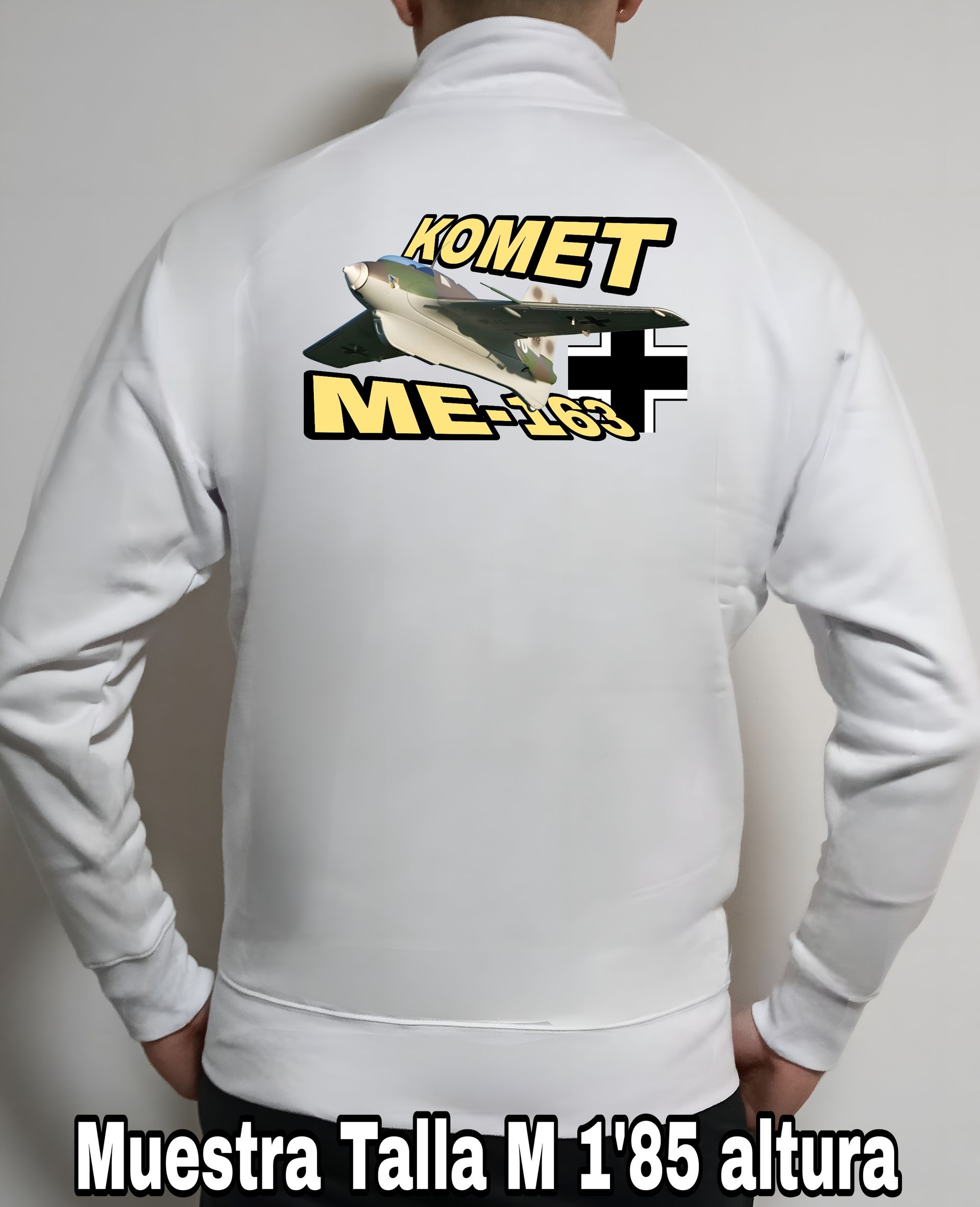 Sudadera con cremallera aviones combate 2WW Alemania Messerschmitt ME163 Komet nº1 Sudadera con cremallera del catálogo de CamisetasMilitares.com en la colección aviones de combate 2 W.W. de Alemania Messerschmitt ME163 Komet