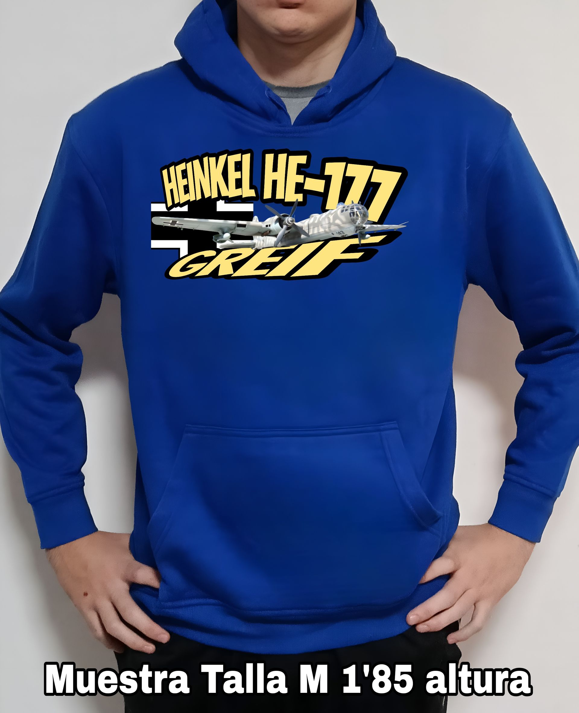 Sudadera con capucha aviones combate 2WW Alemania Heinkel He-177 Greif nº1 Sudadera con capucha del catálogo de CamisetasMilitares.com en la colección aviones de combate 2 W.W. de Alemania Heinkel He-177 Greif
