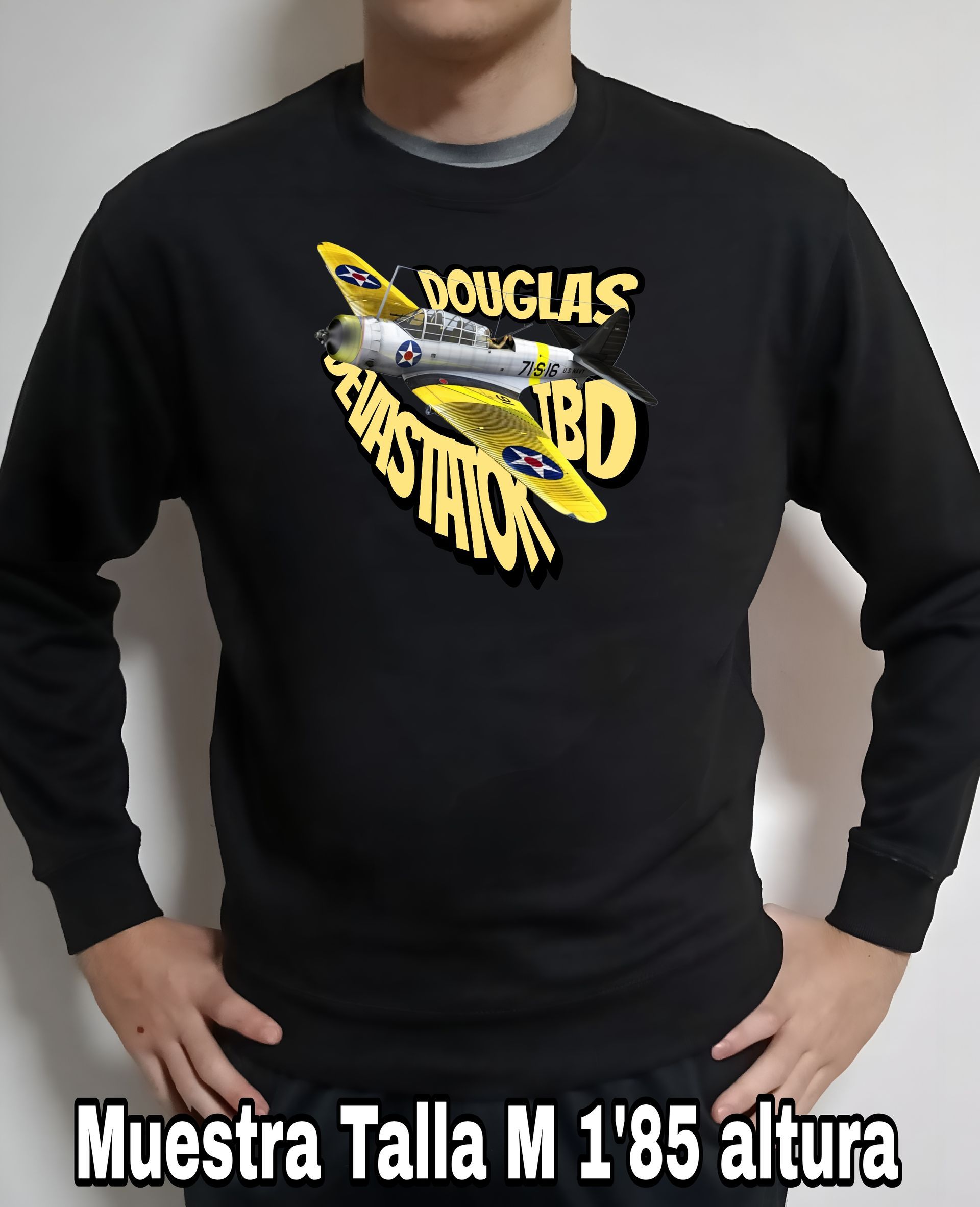 Sudadera aviones combate 2WW Usa Douglas TBD Devastator nº 1 Sudadera del catálogo de CamisetasMilitares.com en la colección aviones de combate 2 W.W. de USA Douglas TBD Devastator
