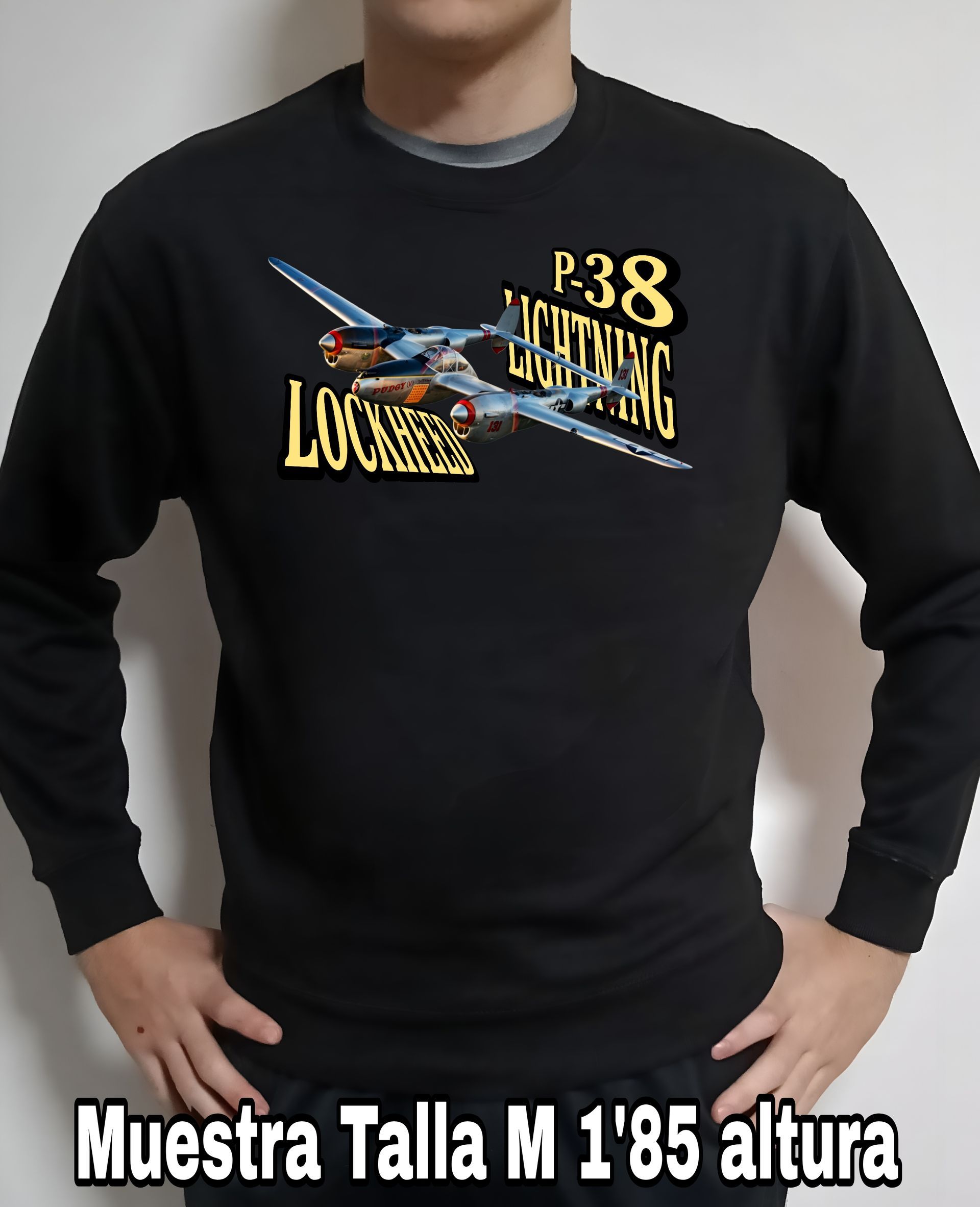 Sudadera aviones combate 2WW Usa Lockheed Martin P-38 Lightning nº 4 Sudadera del catálogo de CamisetasMilitares.com en la colección aviones de combate 2 W.W. de USA Lockheed Martin P-38 Lightning