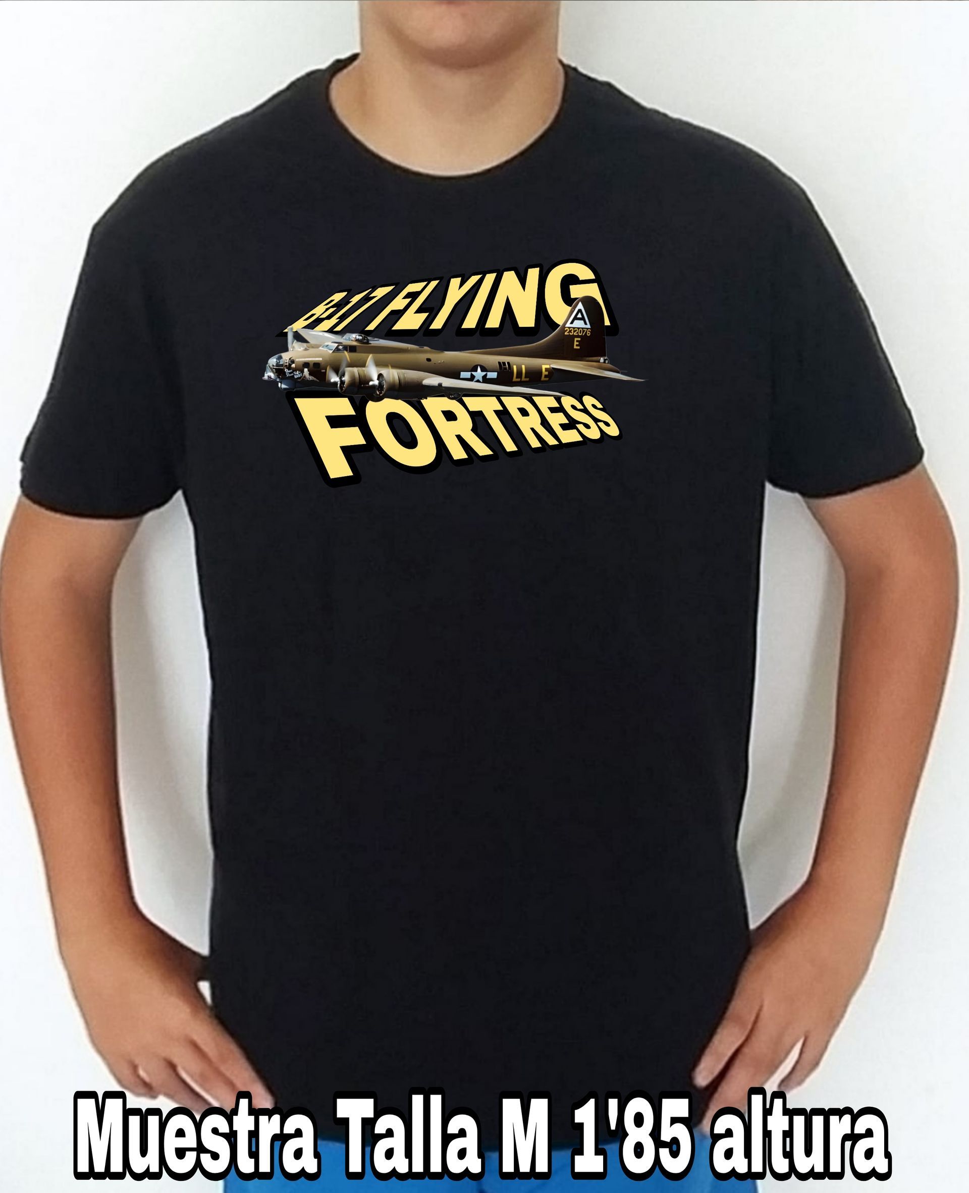 Camiseta aviones combate 2WW Usa B-17 Flying Fortress nº1 Camiseta, t-shirt, playera, del catálogo de CamisetasMilitares.com en la colección aviones de combate 2 W.W. de USA B-17 Flying Fortress