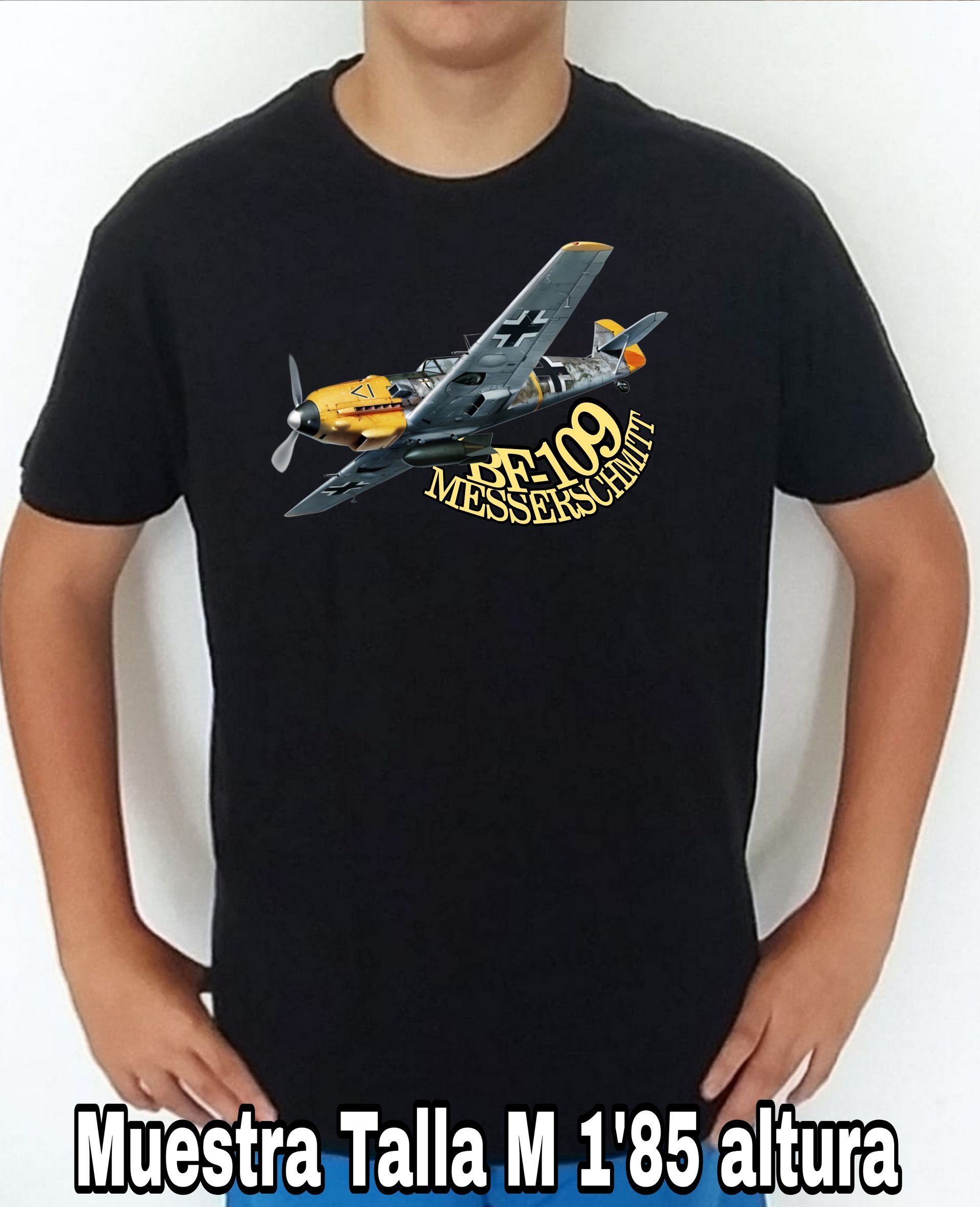 Camiseta aviones combate 2WW Alemania Messerschmitt BF109 nº 2 Camiseta, t-shirt, playera, del catálogo de CamisetasMilitares.com en la colección aviones de combate 2 W.W. de Alemania Messerschmitt BF109