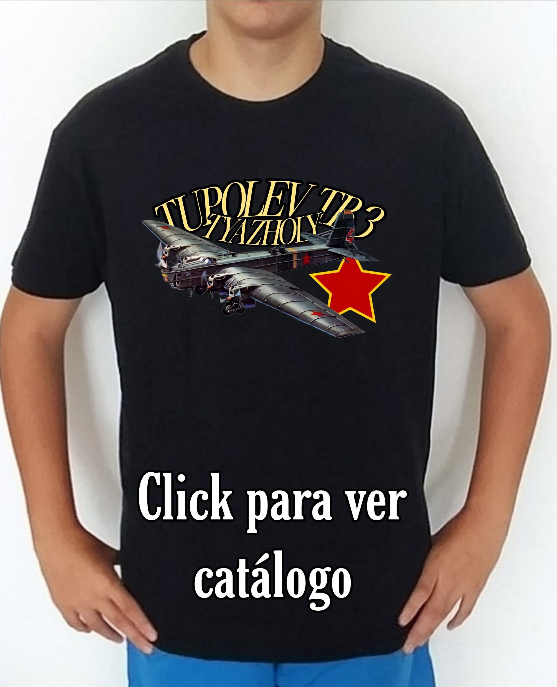 Colección camisetas aviones de combate 2WW Rusia Tupolev TB-3 Tyazholy Camiseta/t-shirt/playera, del catálogo de CamisetasMilitares.com en la colección aviones de combate 2WW Rusia Tupolev TB-3 Tyazholy