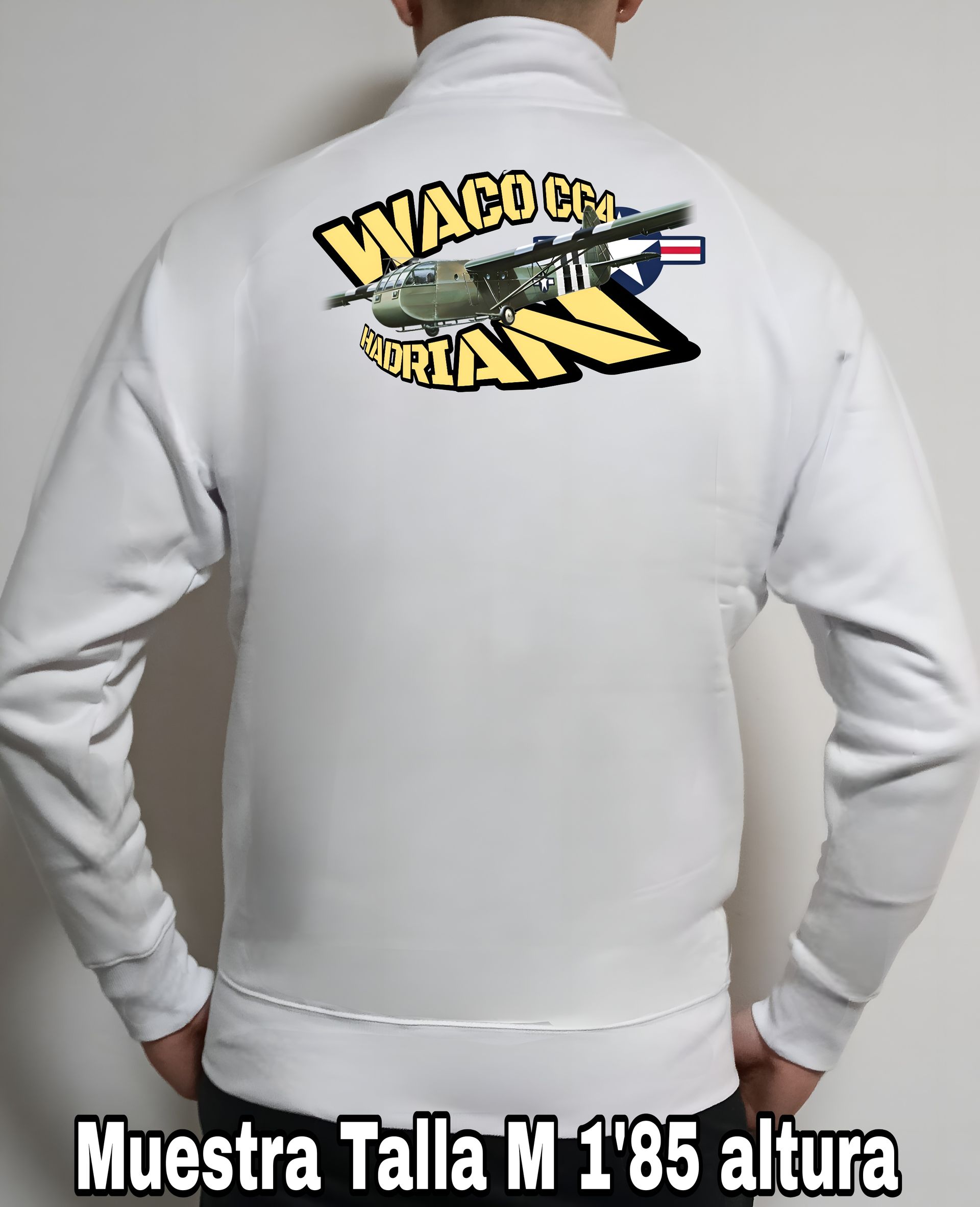 Sudadera con cremallera aviones combate 2WW Usa Waco CG4 Hadrian nº 4 Sudadera con cremallera del catálogo de CamisetasMilitares.com en la colección aviones de combate 2 W.W. de USA Waco CG4 Hadrian