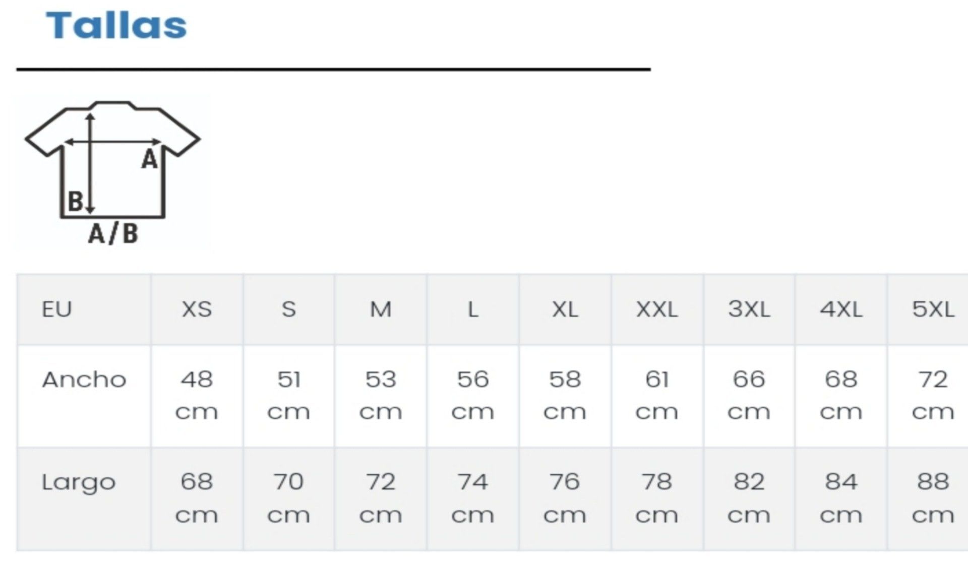 Medidas tallaje camisetas JHK 190 Premium de MisterCamiseta.es Medidas tallaje camisetas JHK 190 Premium de MisterCamiseta.es