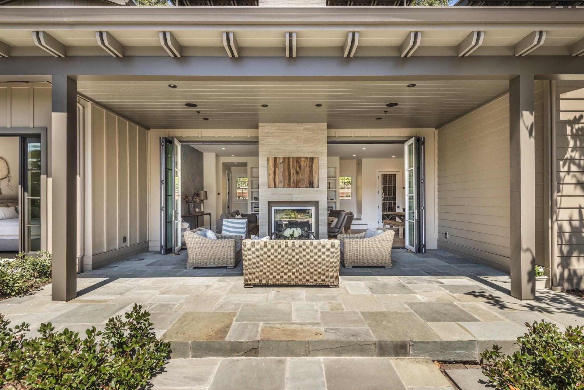 Outdoor living with a fireplace, Mill Valley