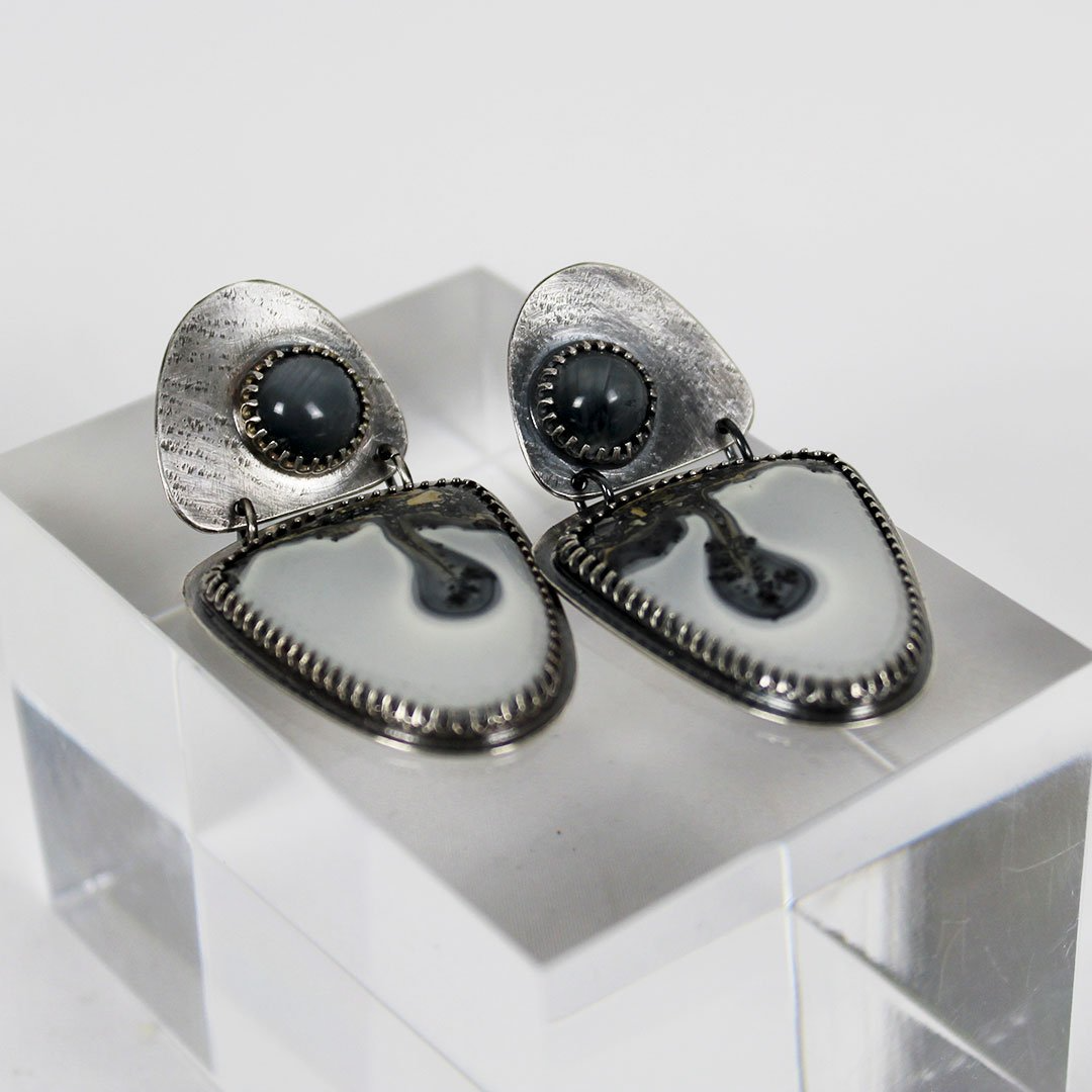 silver earrings; dangle earrings;