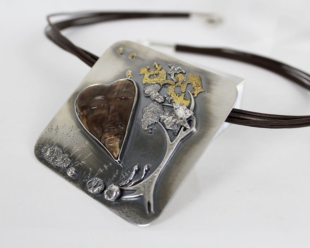 ammolite; canadian; rockies; gold; silver pendants;