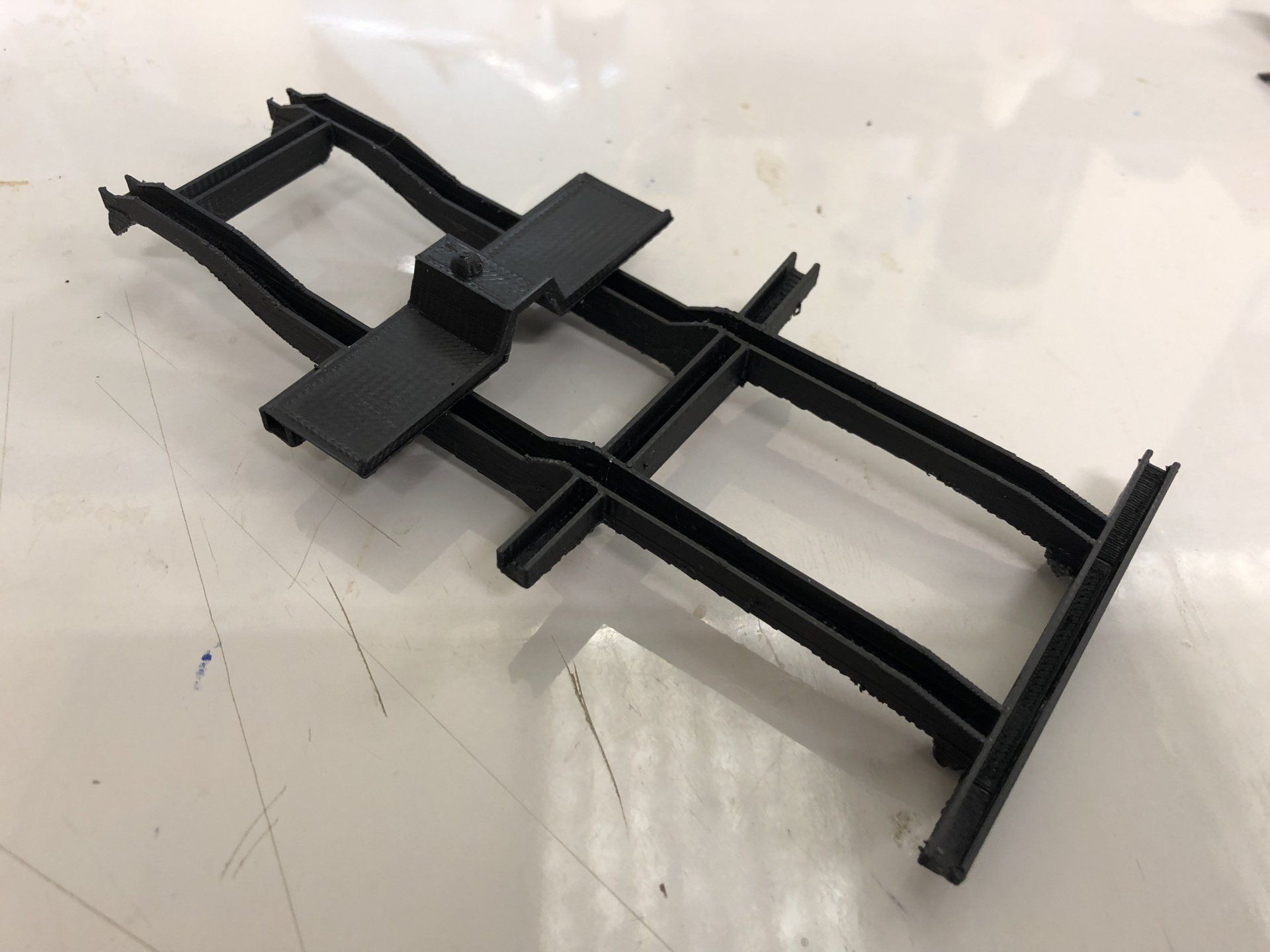 3D Printed model of Long Wheel Base Land Rover printed in black PLA